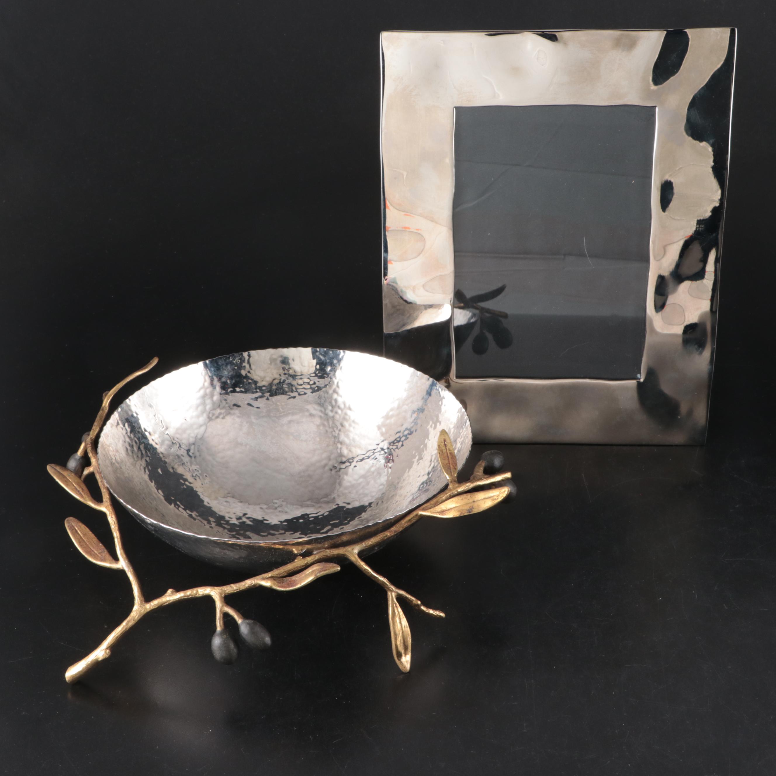 Michael Aram "Olive Branch" Metal Catch All Bowl and Picture Frame
