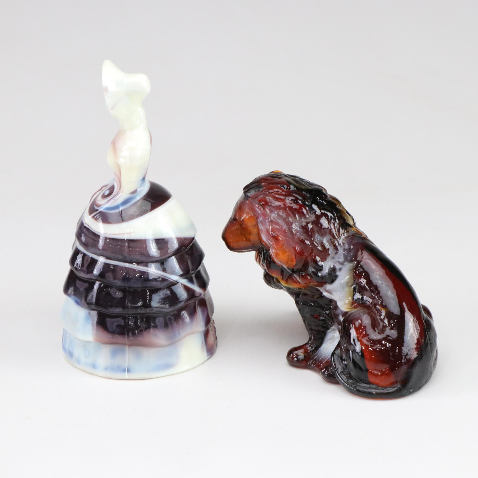 Uranium Swirl Glass Melanie & Lion with More Art Glass by Summit, Mosser & Boyd