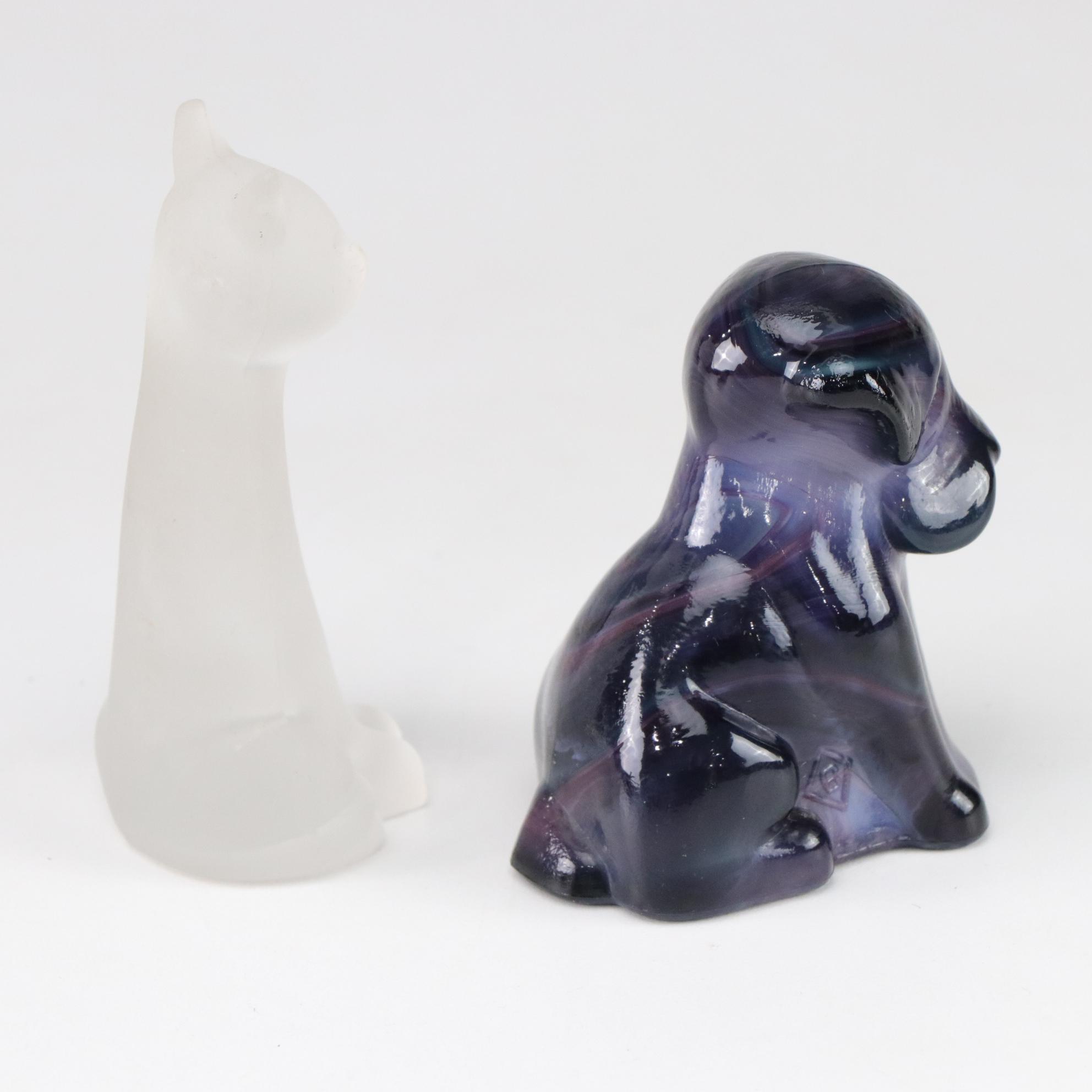 Uranium Swirl Glass Melanie & Lion with More Art Glass by Summit, Mosser & Boyd