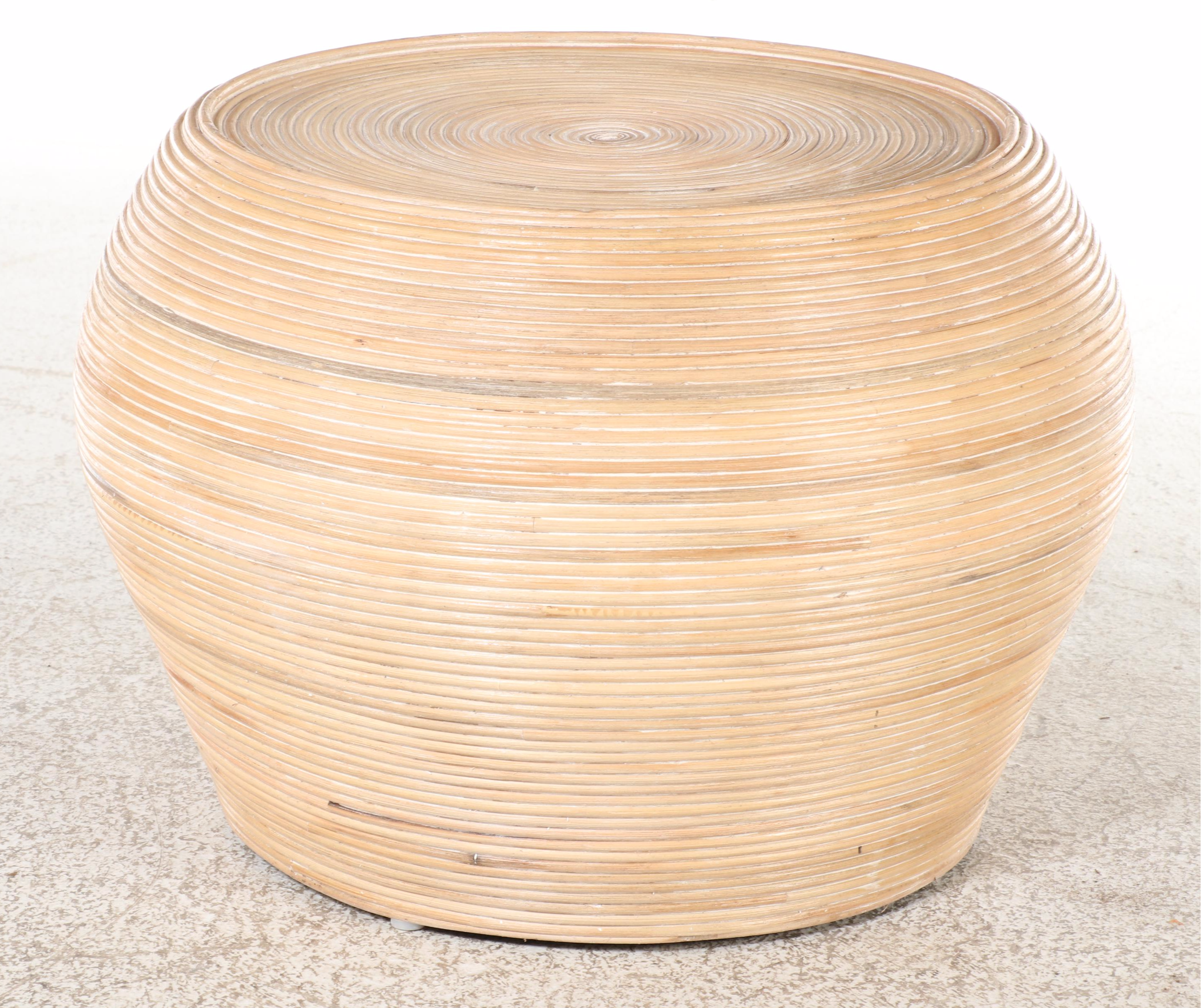 Modernist Style Split-Reed Side Table, Manner of Betty Cobonpue