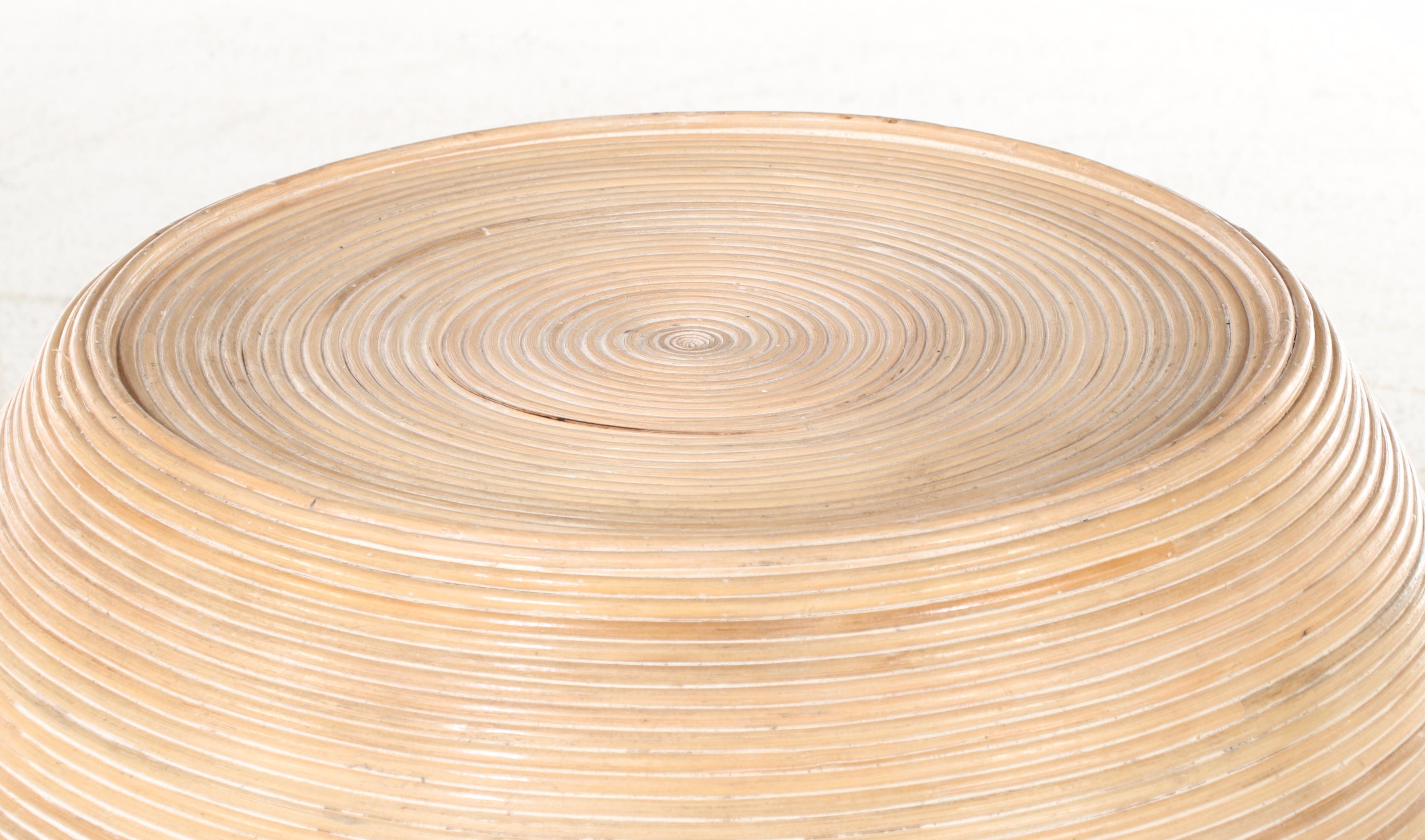 Modernist Style Split-Reed Side Table, Manner of Betty Cobonpue