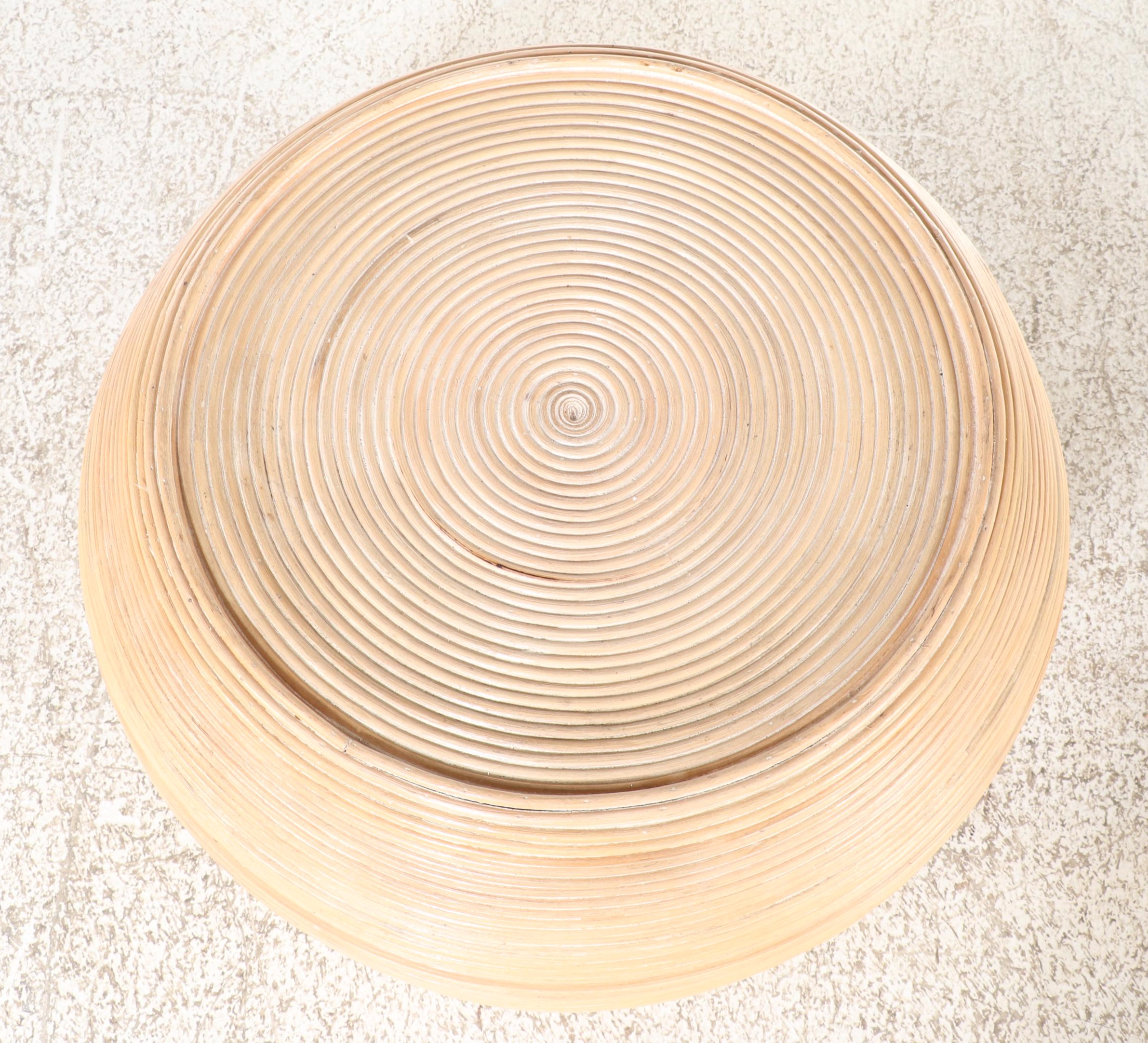 Modernist Style Split-Reed Side Table, Manner of Betty Cobonpue