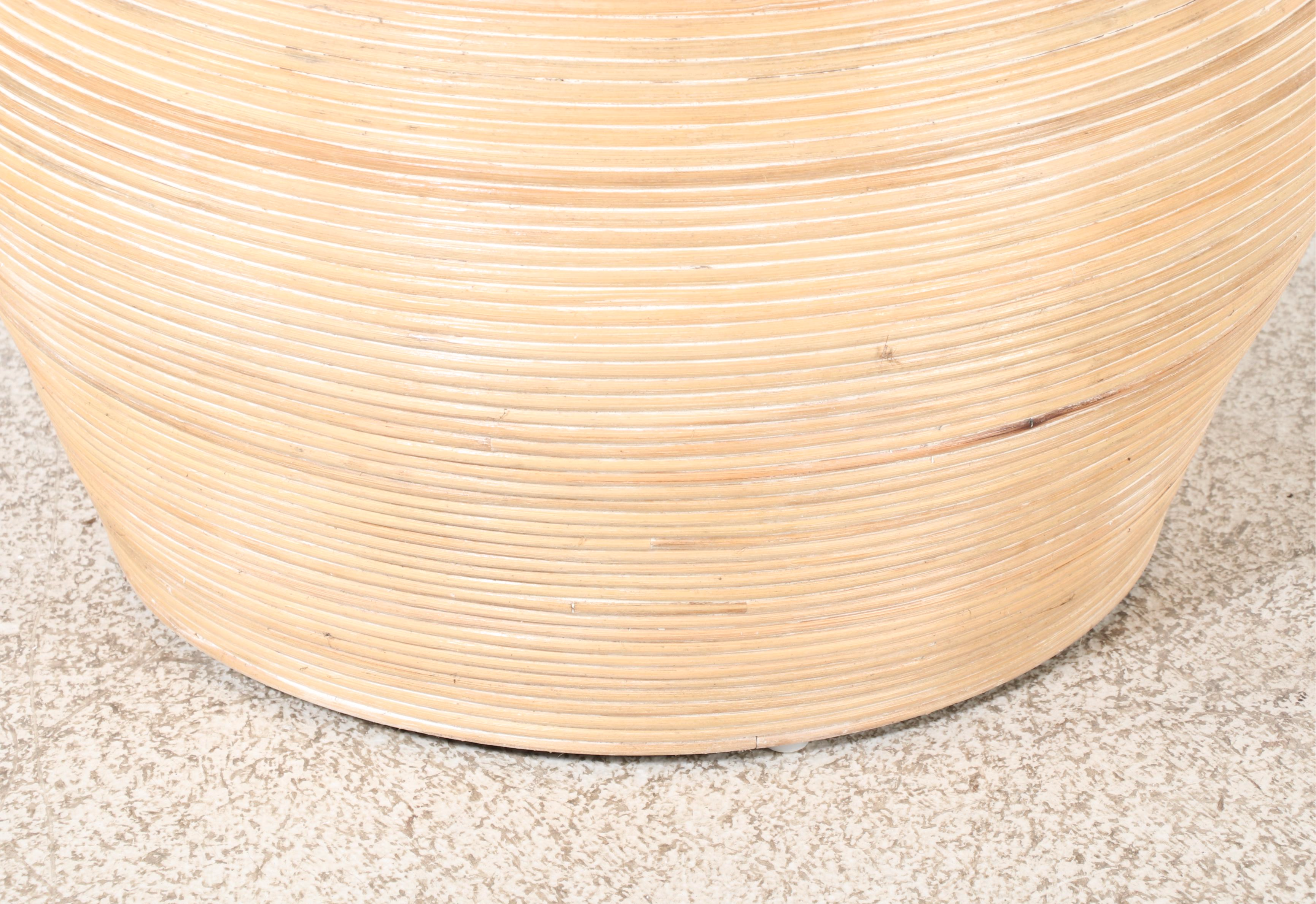 Modernist Style Split-Reed Side Table, Manner of Betty Cobonpue