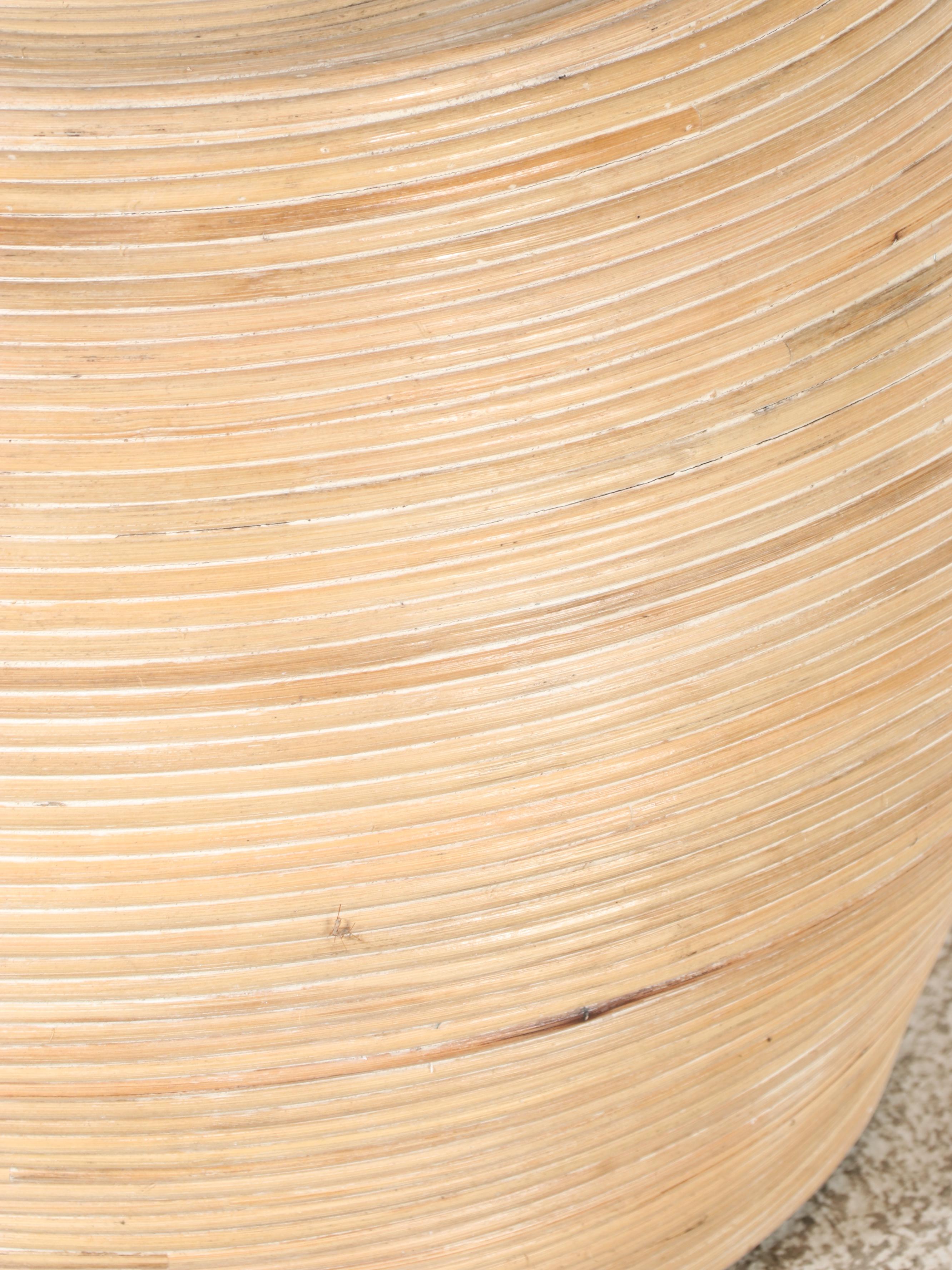 Modernist Style Split-Reed Side Table, Manner of Betty Cobonpue