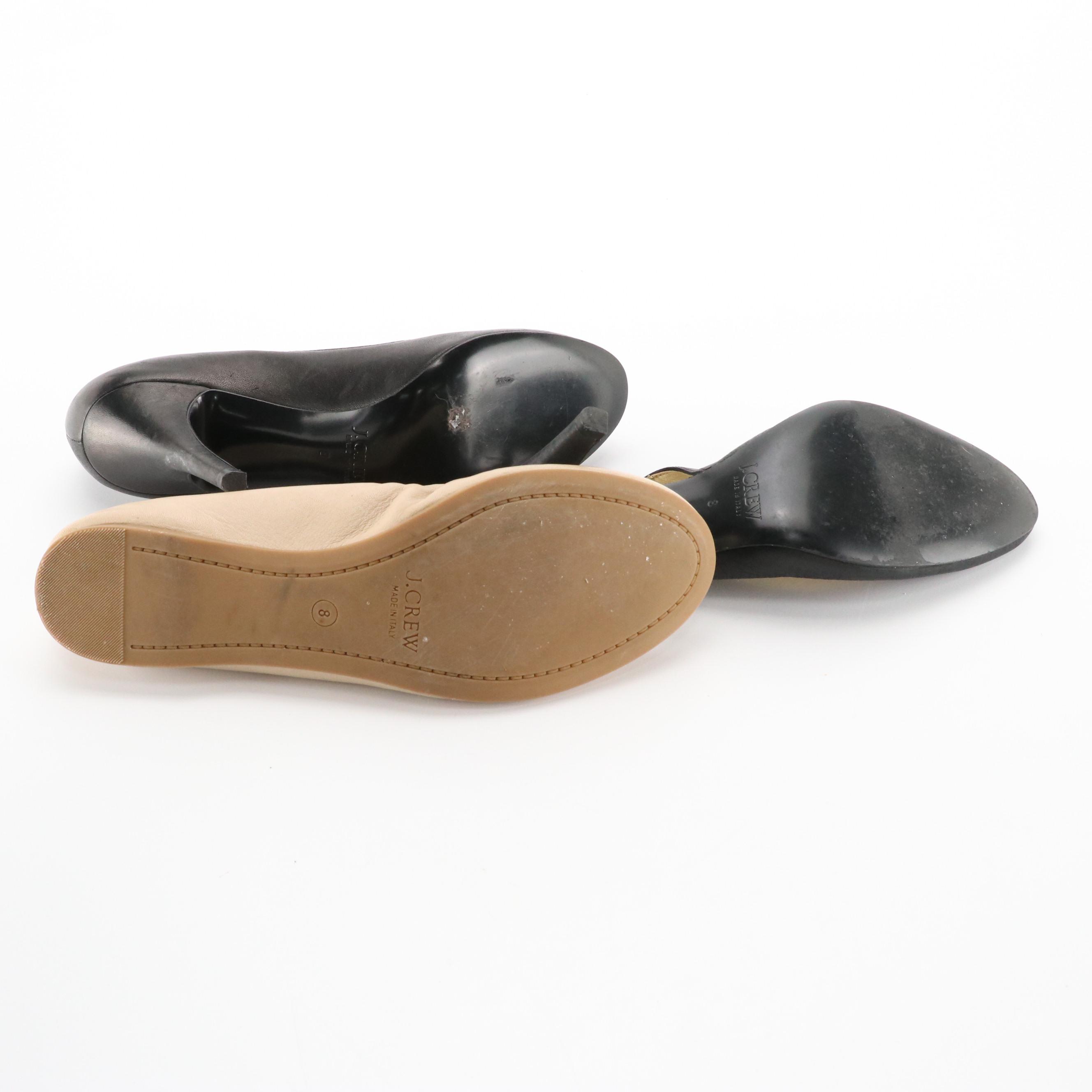 J. Crew Leather Ballet Flats, Slingback Heels, and Pumps with Boxes