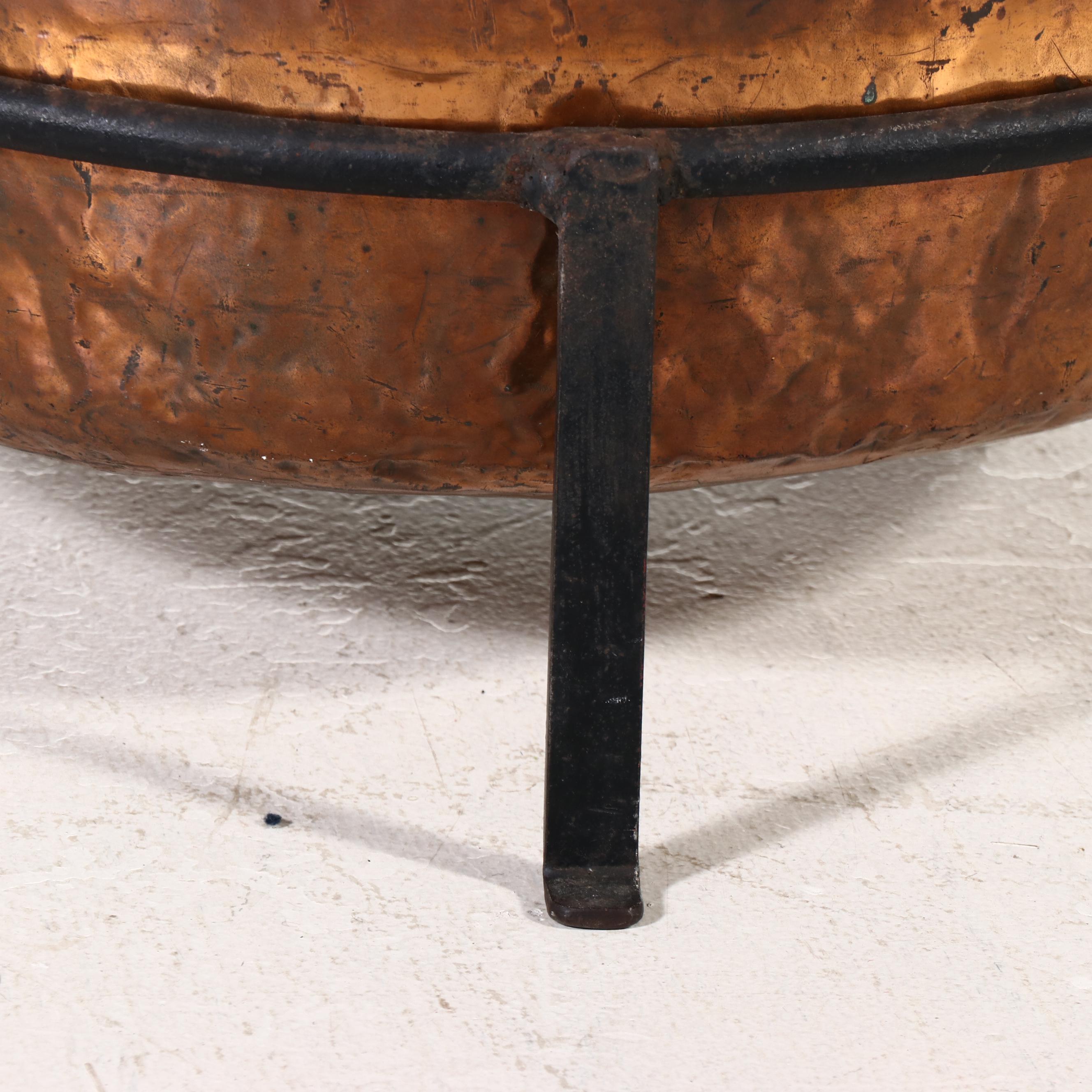 Copper Apple Butter Kettle with Wrought Iron Stand