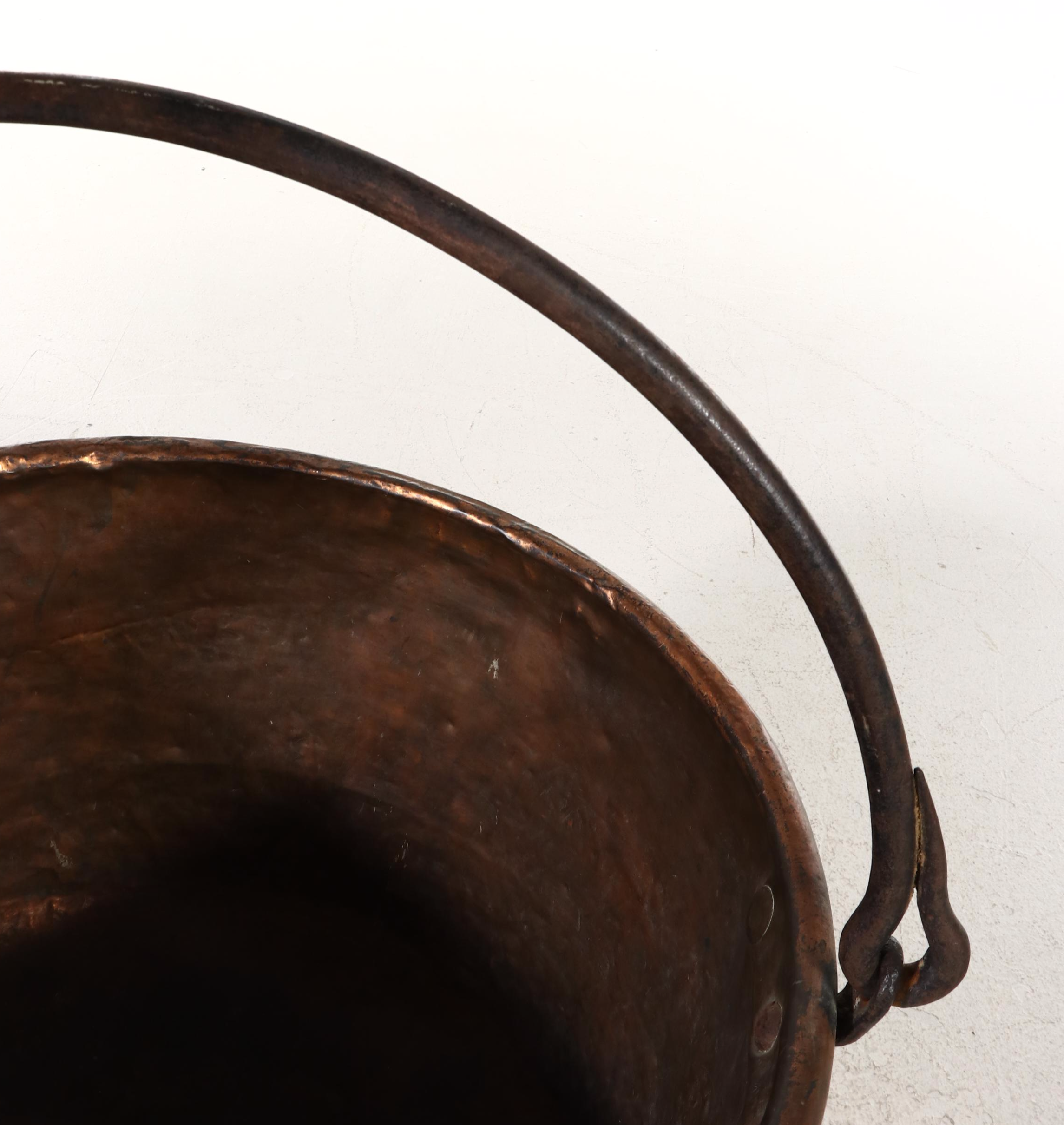 Copper Apple Butter Kettle with Wrought Iron Stand