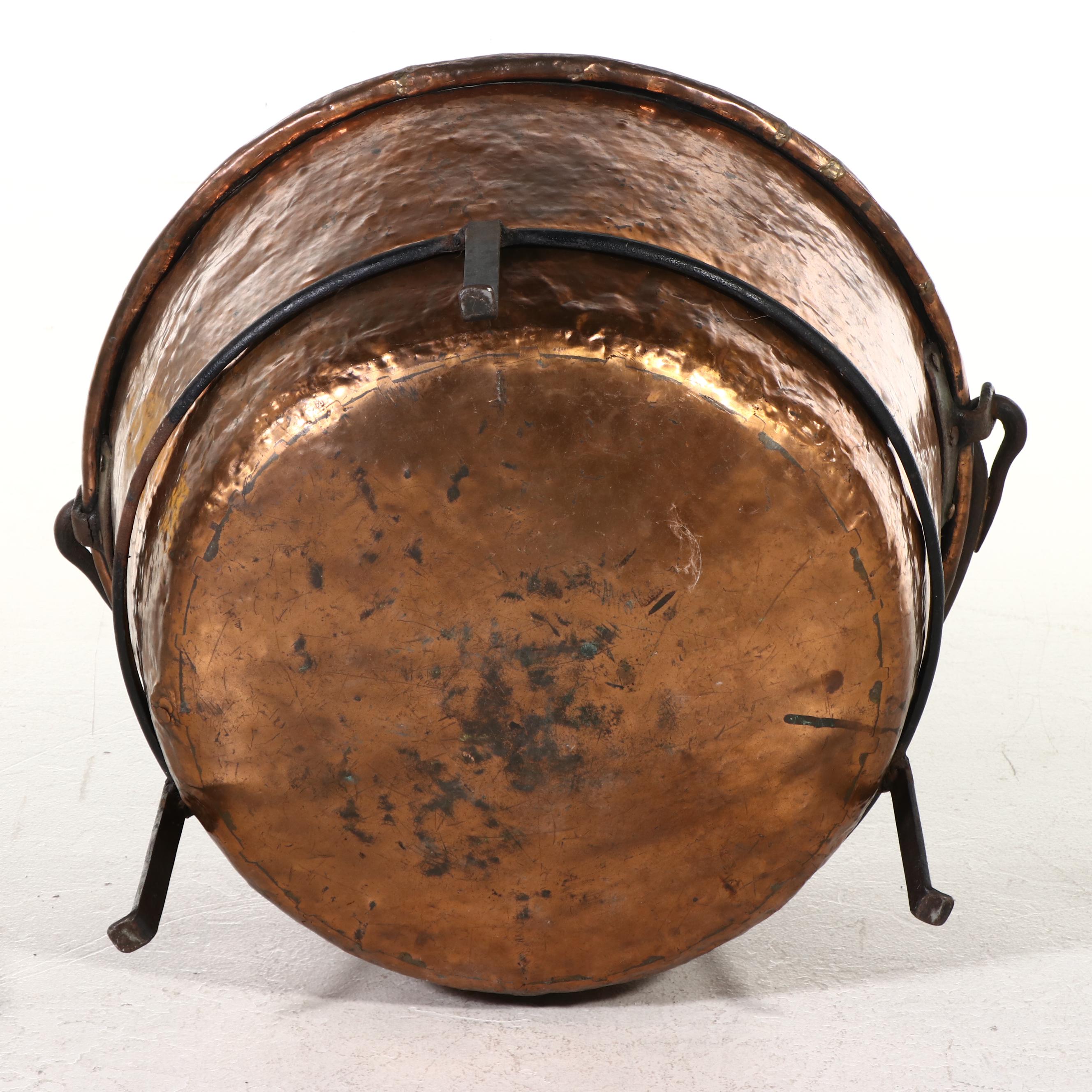 Copper Apple Butter Kettle with Wrought Iron Stand