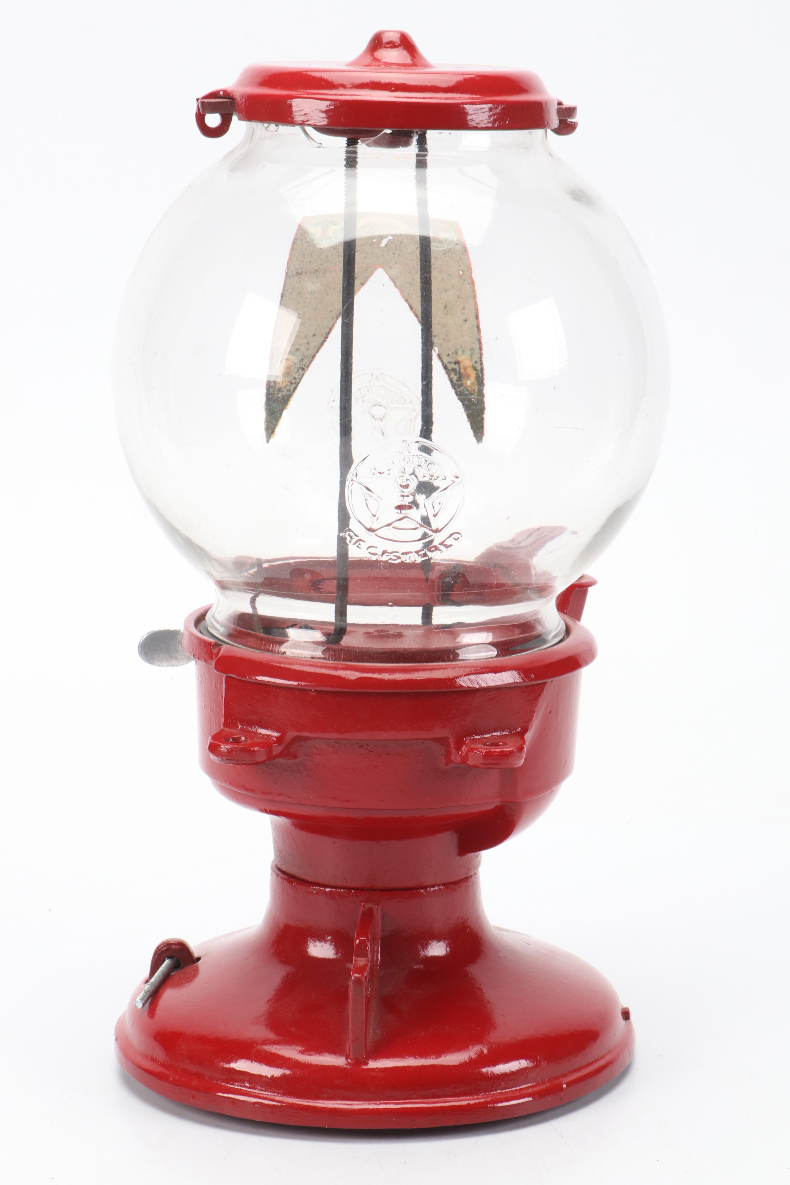 Columbus Model A Glass and Metal Gumball Machine, Early to Mid-20th Century