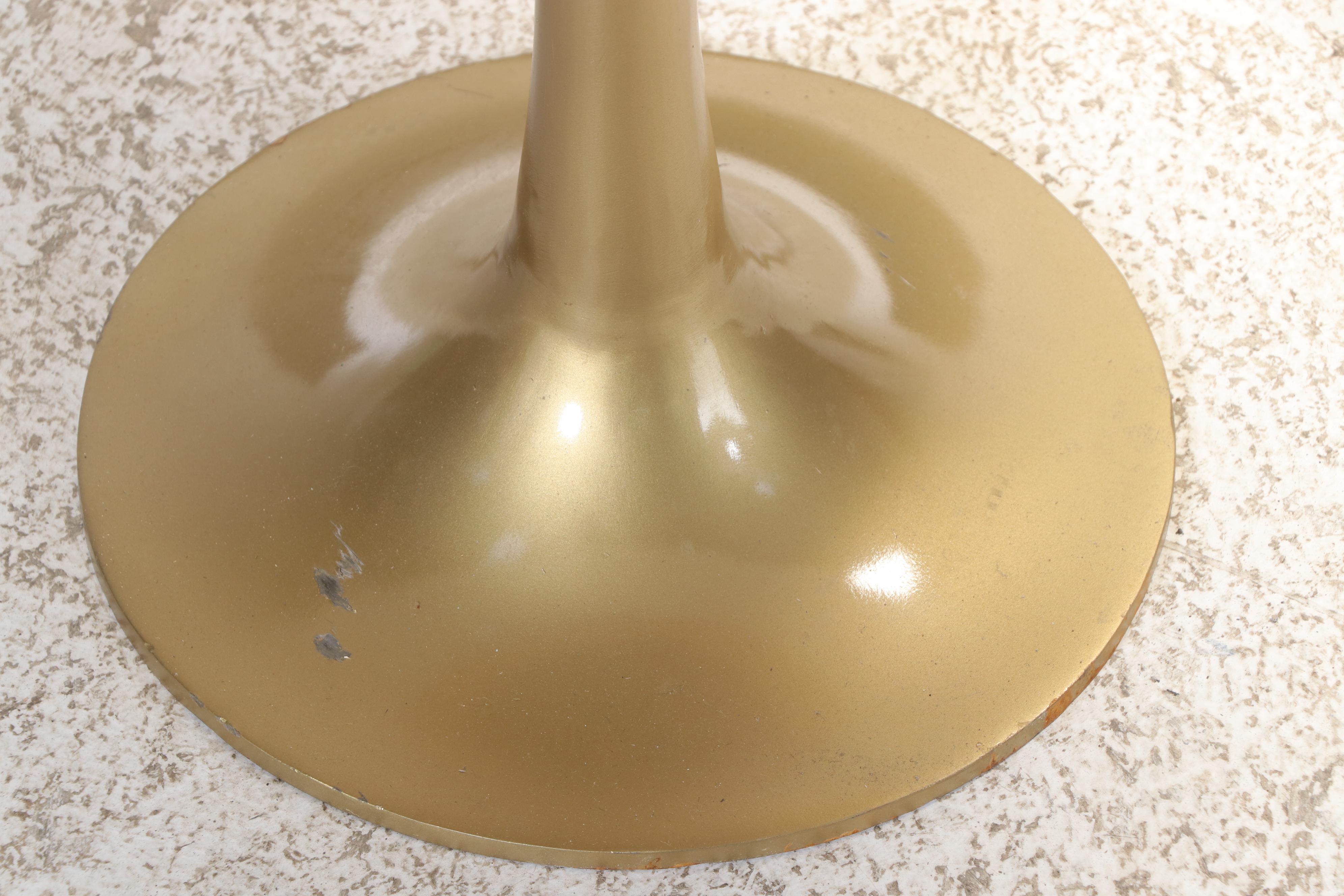 Modernist Style Gilt Metal & Marble Top "Tulip" Side Table, After Eero Saarinen