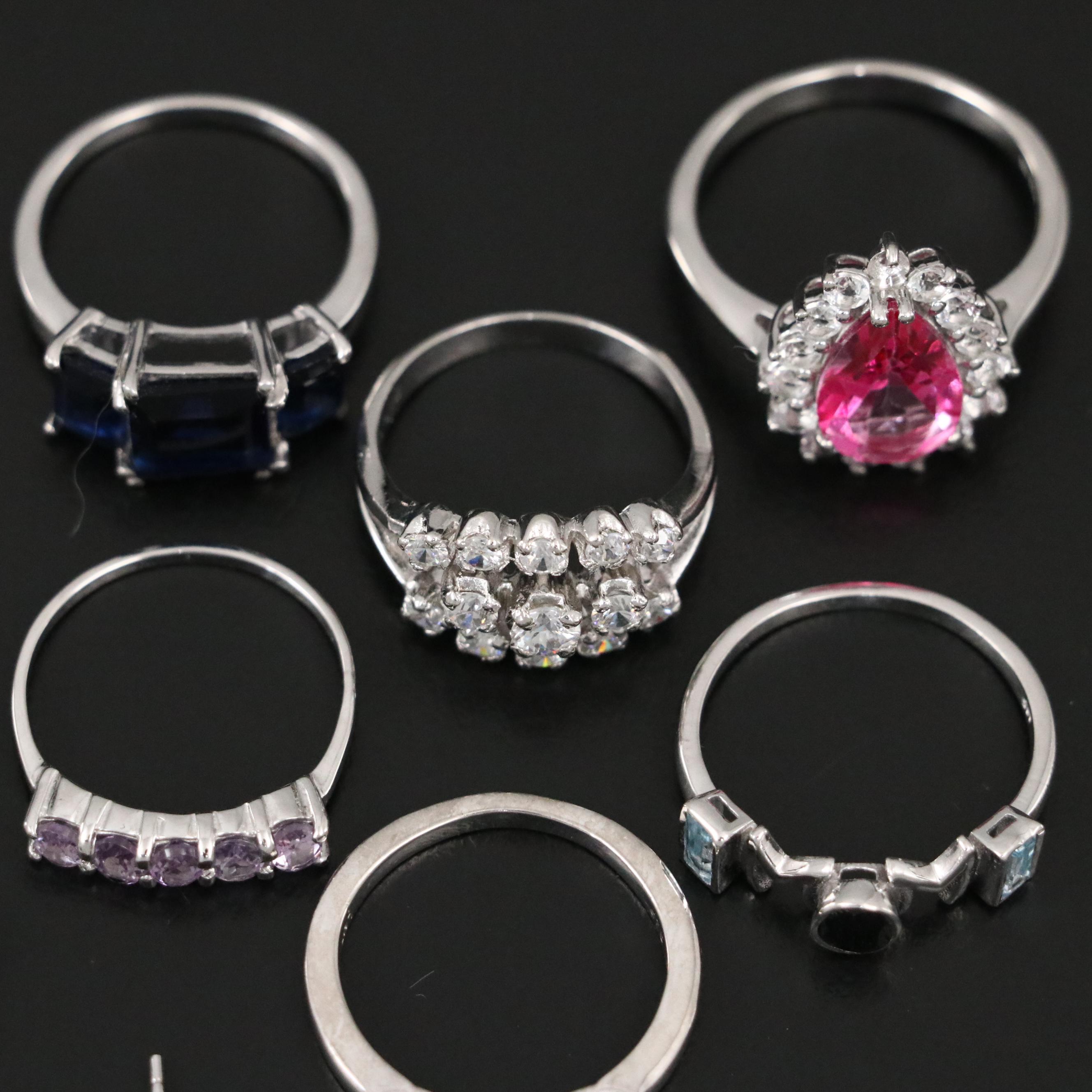 Group of 14 Assorted Sterling Silver Rings, Necklaces, Earrings, and Pendants