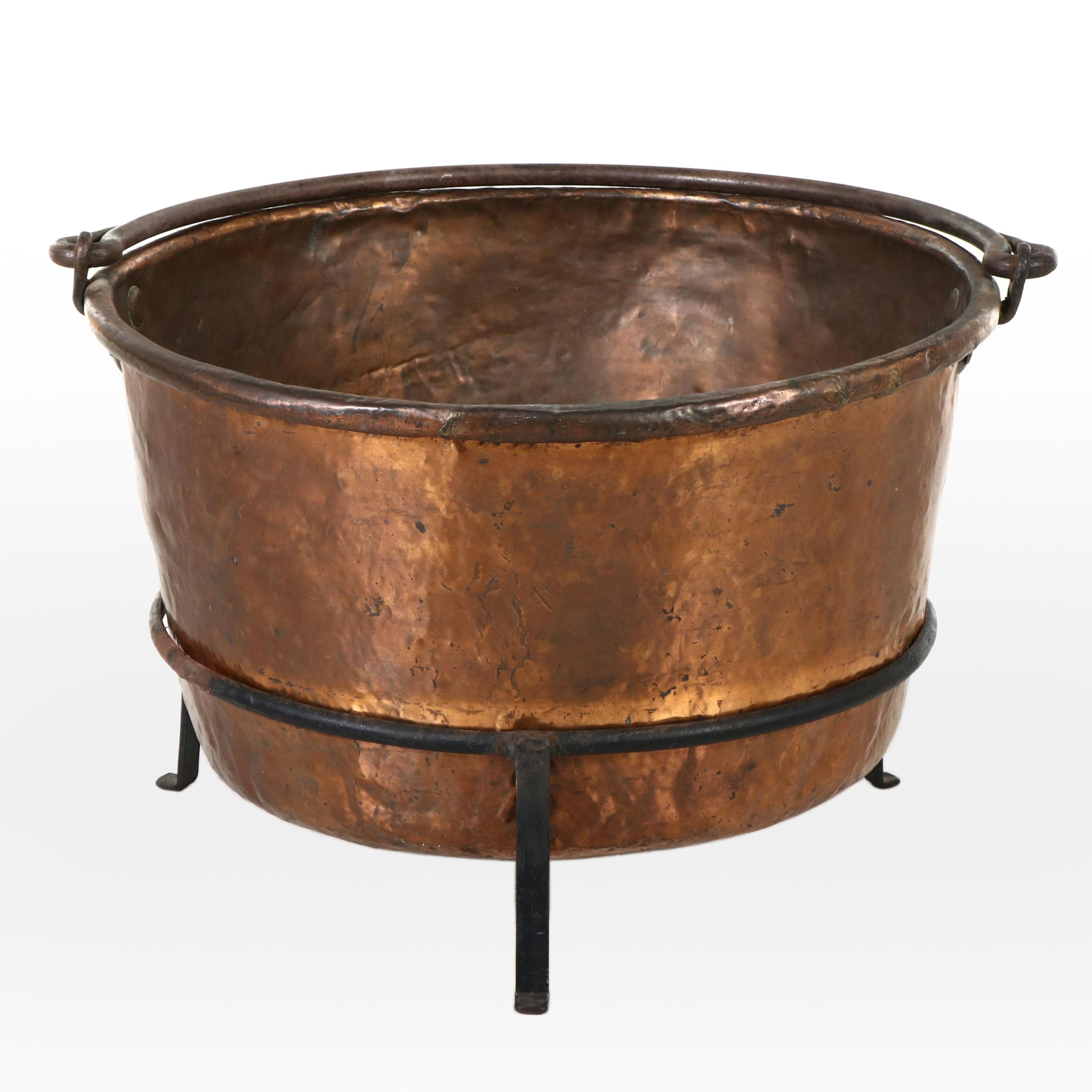 Copper Apple Butter Kettle with Wrought Iron Stand