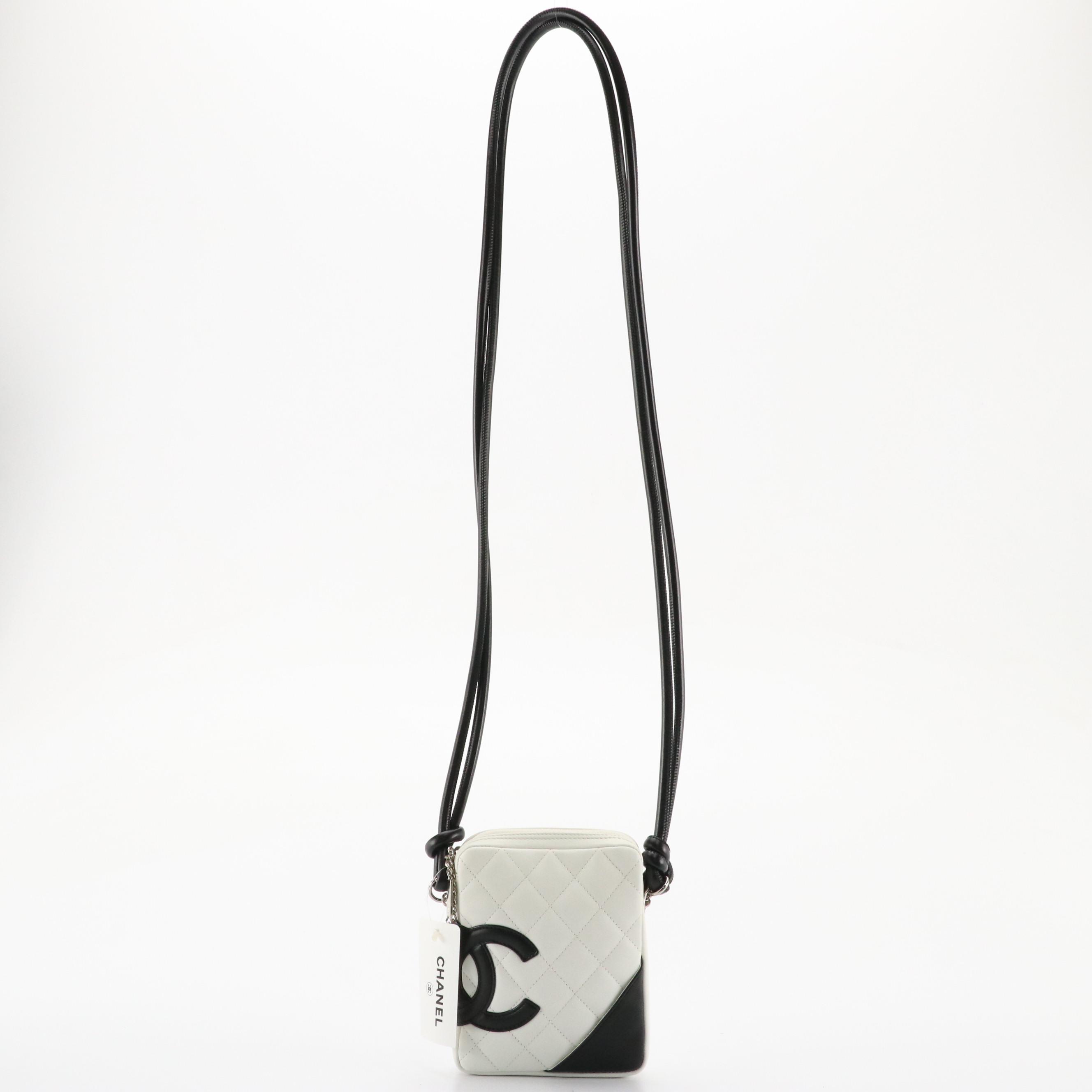 Chanel Cambon Ligne Black & White Quilted Lambskin Leather Crossbody Bag in Box