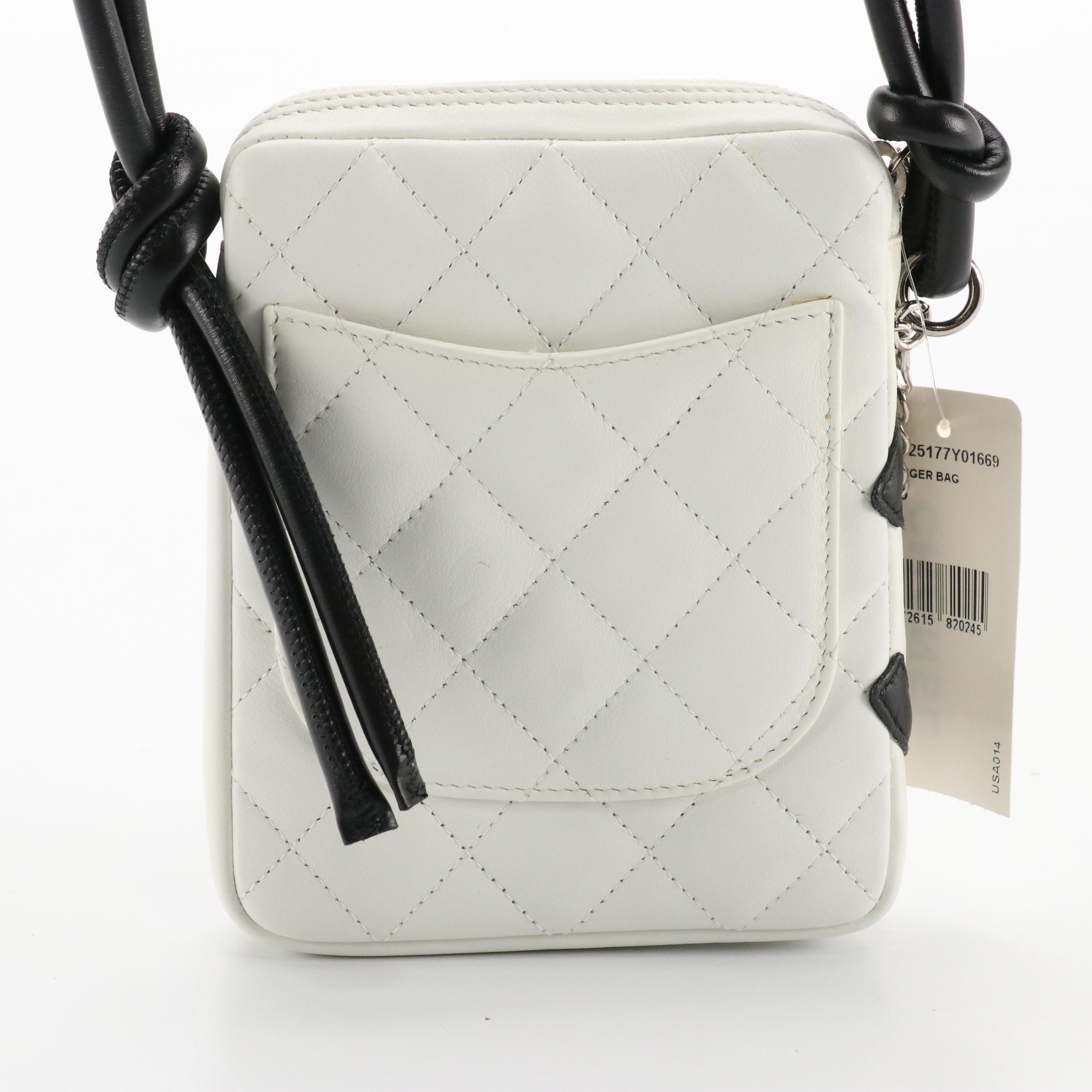 Chanel Cambon Ligne Black & White Quilted Lambskin Leather Crossbody Bag in Box