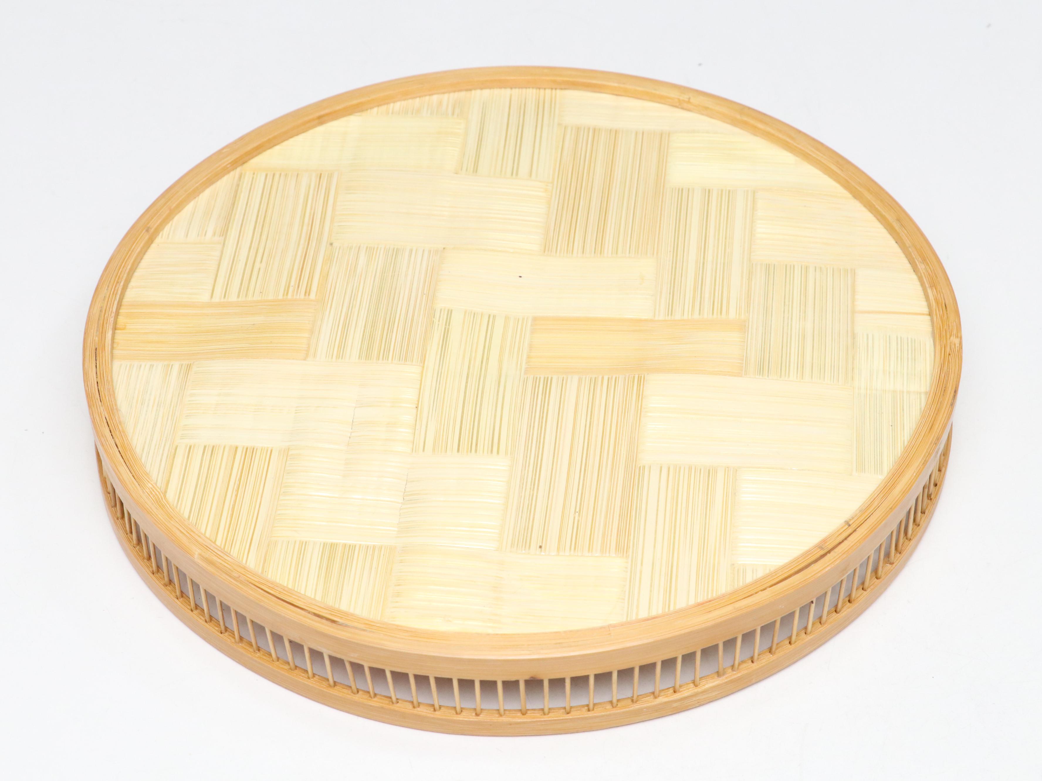 Wicker and Butterfly Tray and Coster Set with Marble Slab Platter