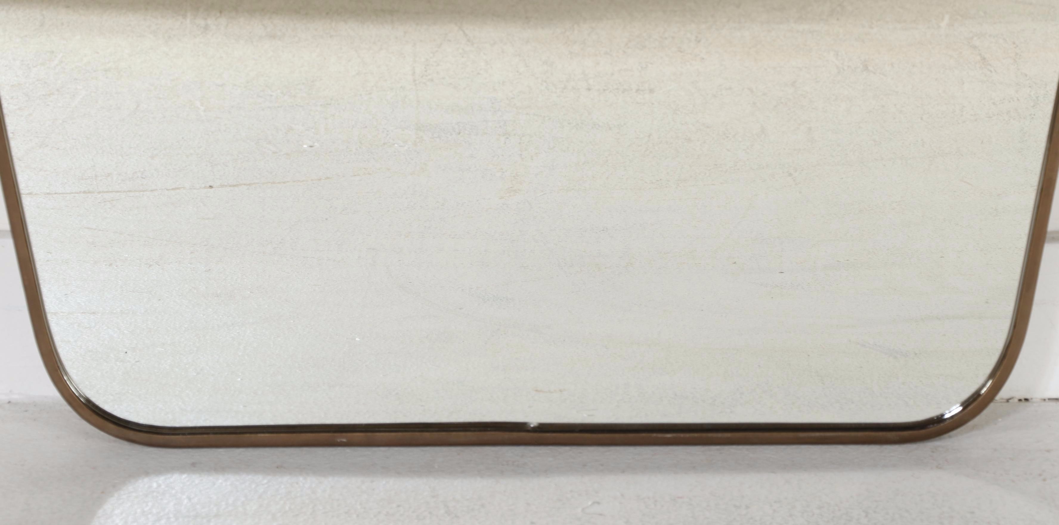 Italian Modern Style Brass Framed Wall Mirror, Manner of Gio Ponti