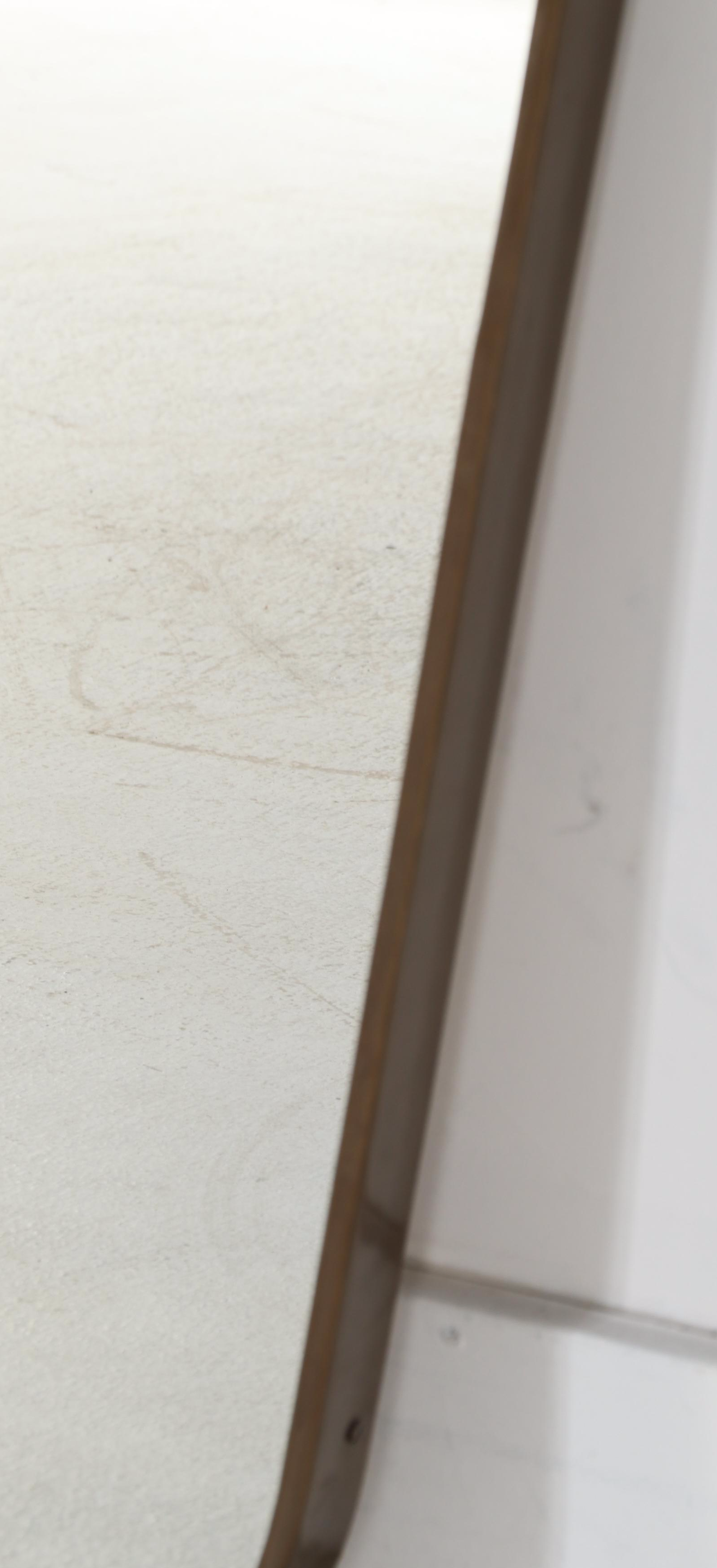 Italian Modern Style Brass Framed Wall Mirror, Manner of Gio Ponti