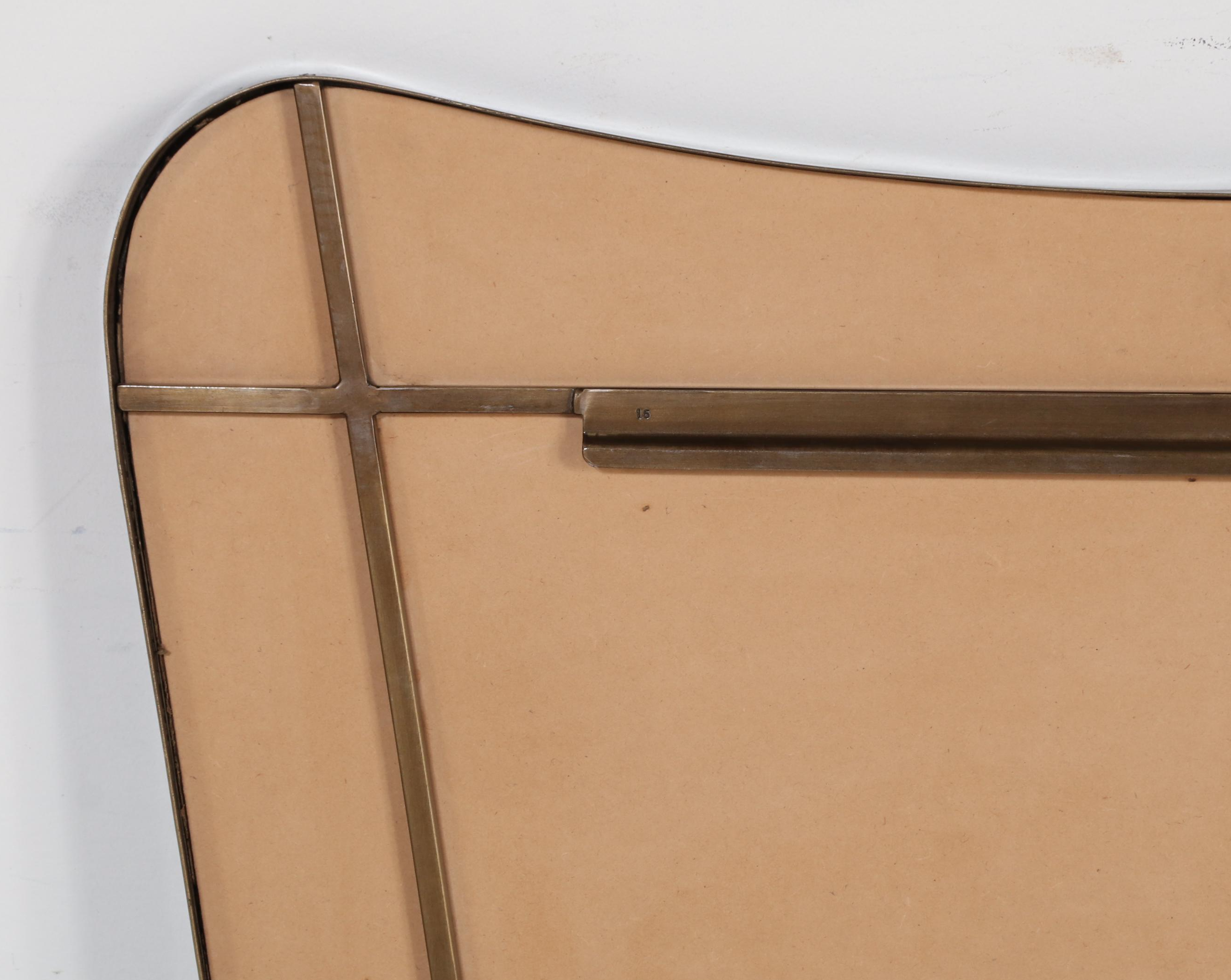 Italian Modern Style Brass Framed Wall Mirror, Manner of Gio Ponti