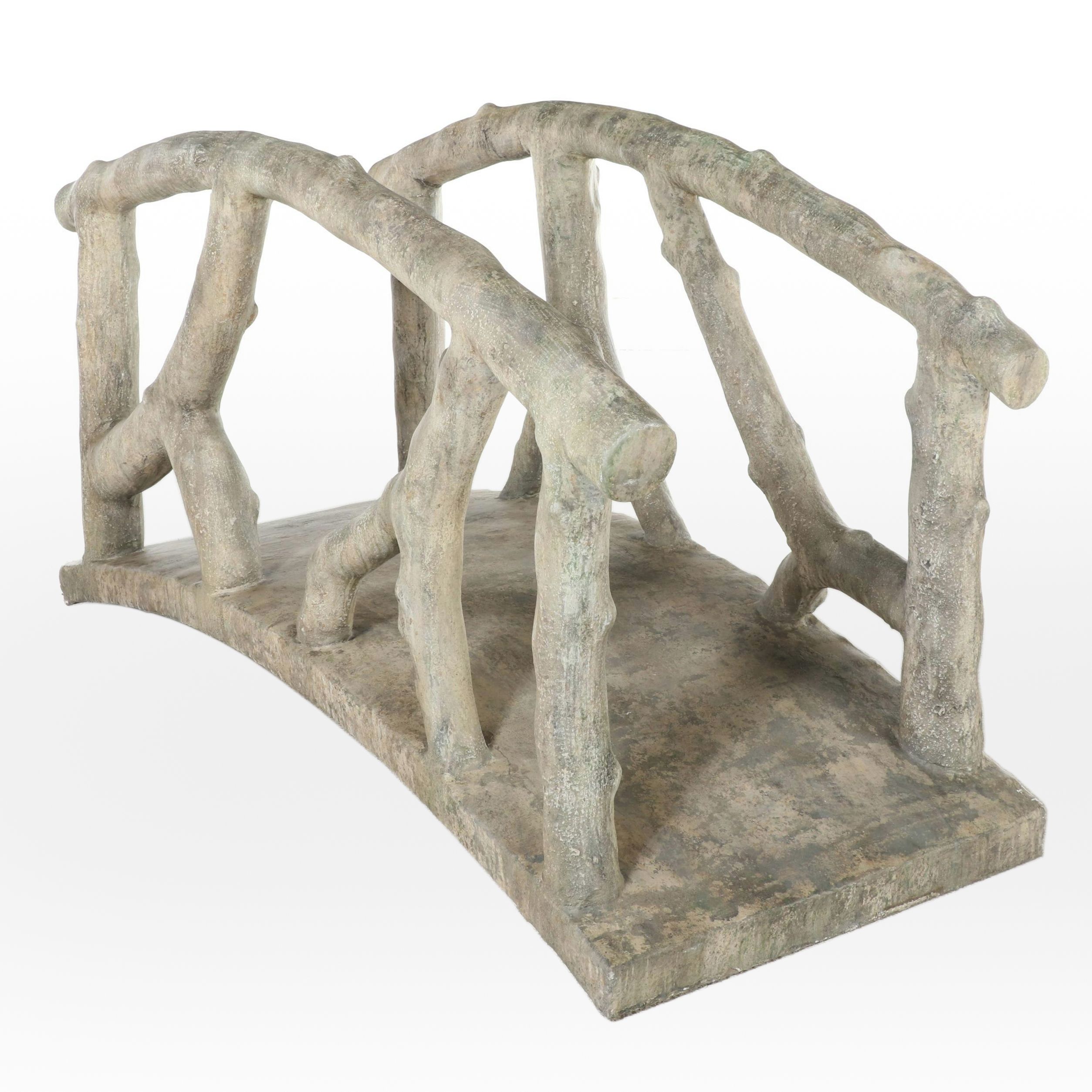 Faux-Bois Composite Branch-Form Garden Bridge