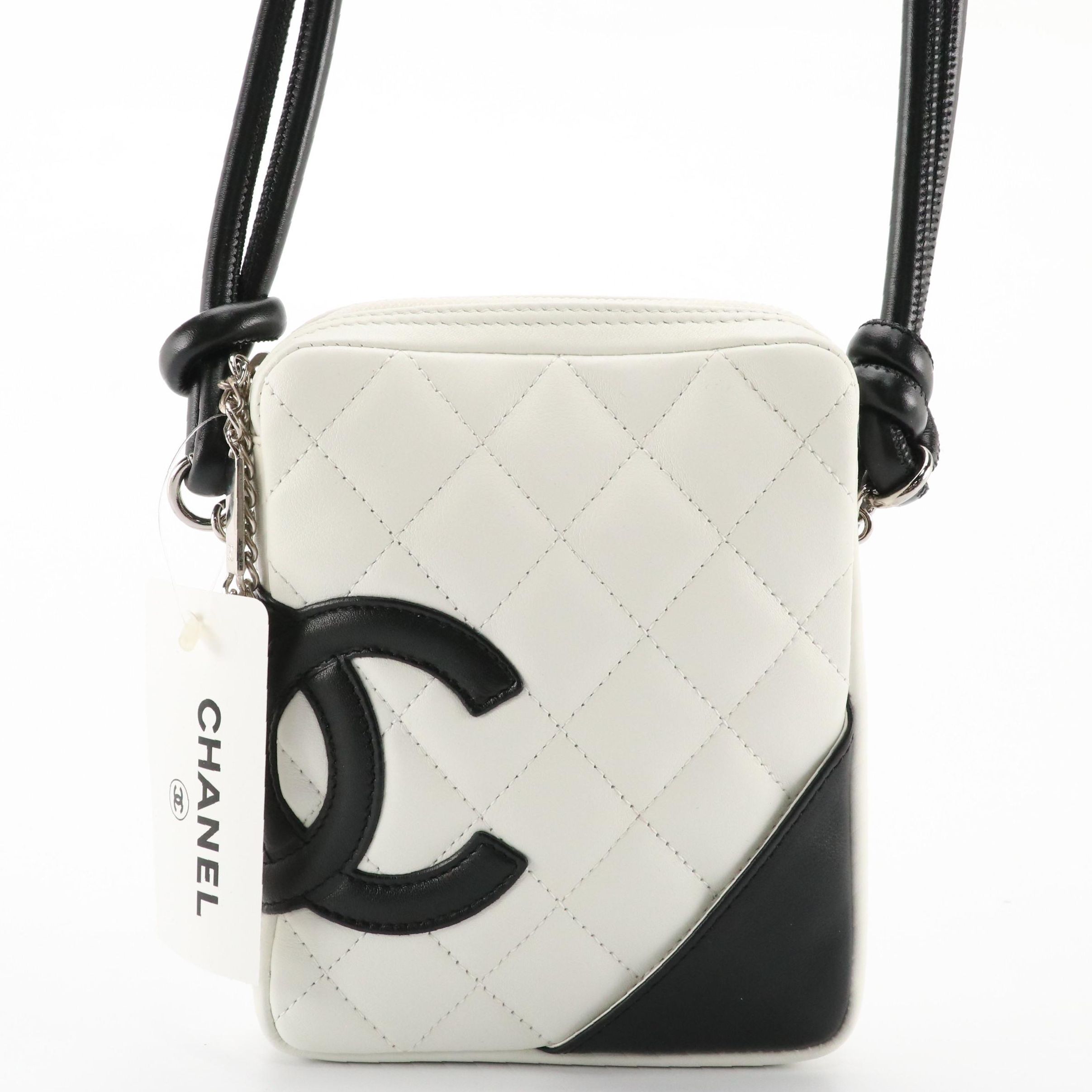 Chanel Cambon Ligne Black & White Quilted Lambskin Leather Crossbody Bag in Box