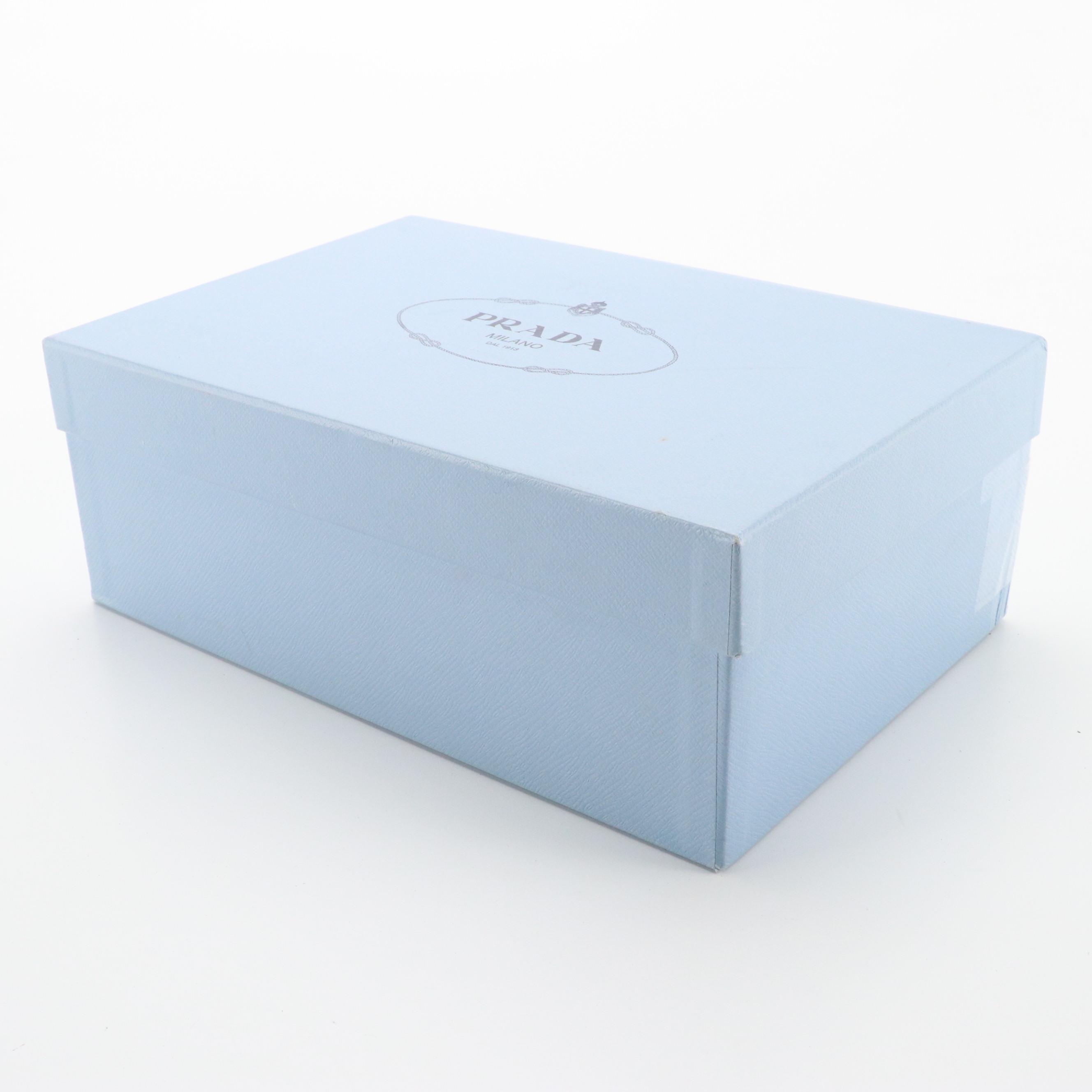 Prada Black Patent Leather Block Heel Chain-Link Tassel Loafers in Box