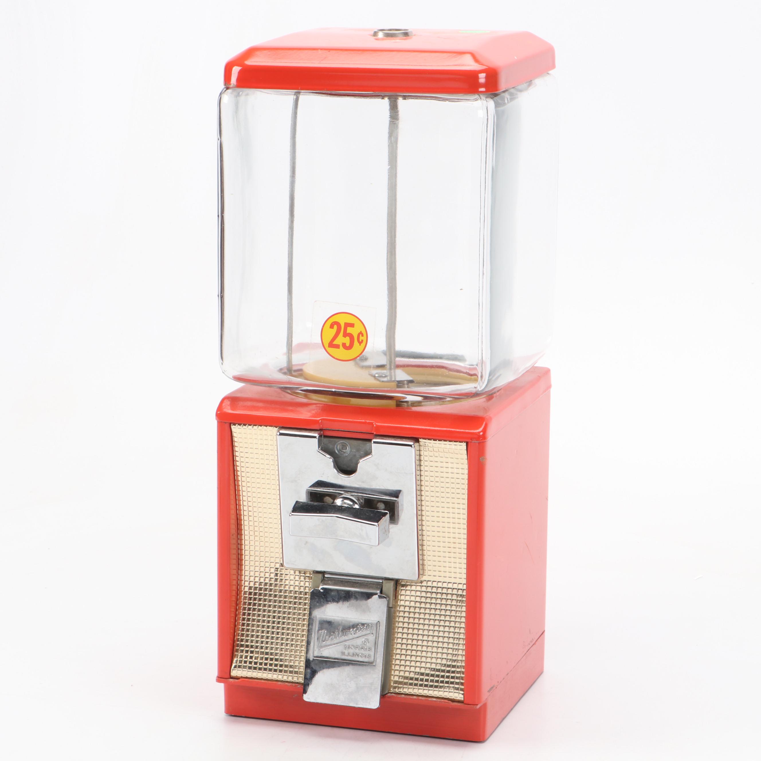 Northwestern Metal and Glass Gumball Machine, Mid to Late 20th Century