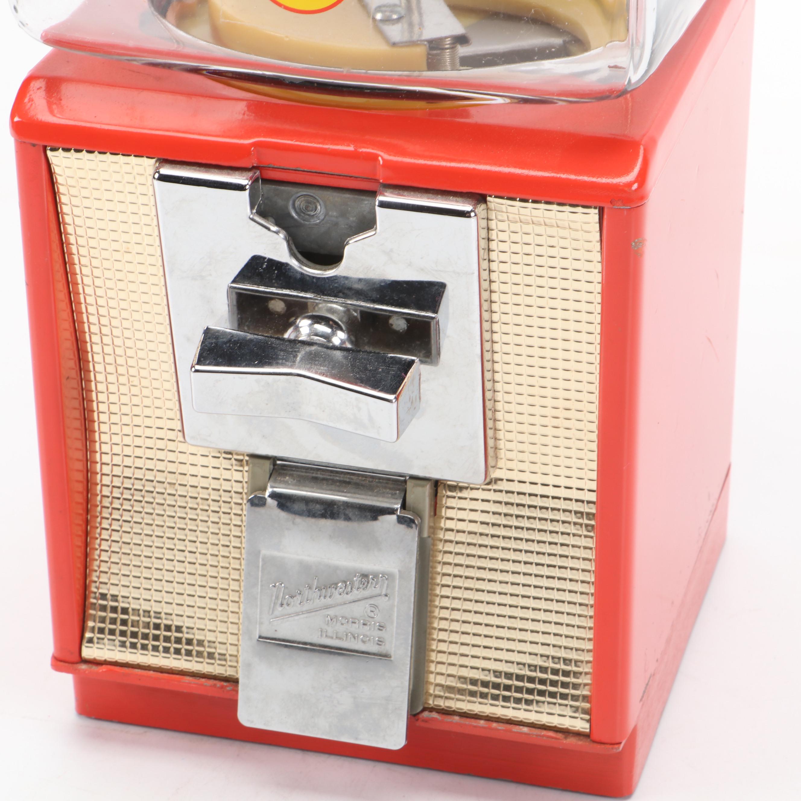 Northwestern Metal and Glass Gumball Machine, Mid to Late 20th Century
