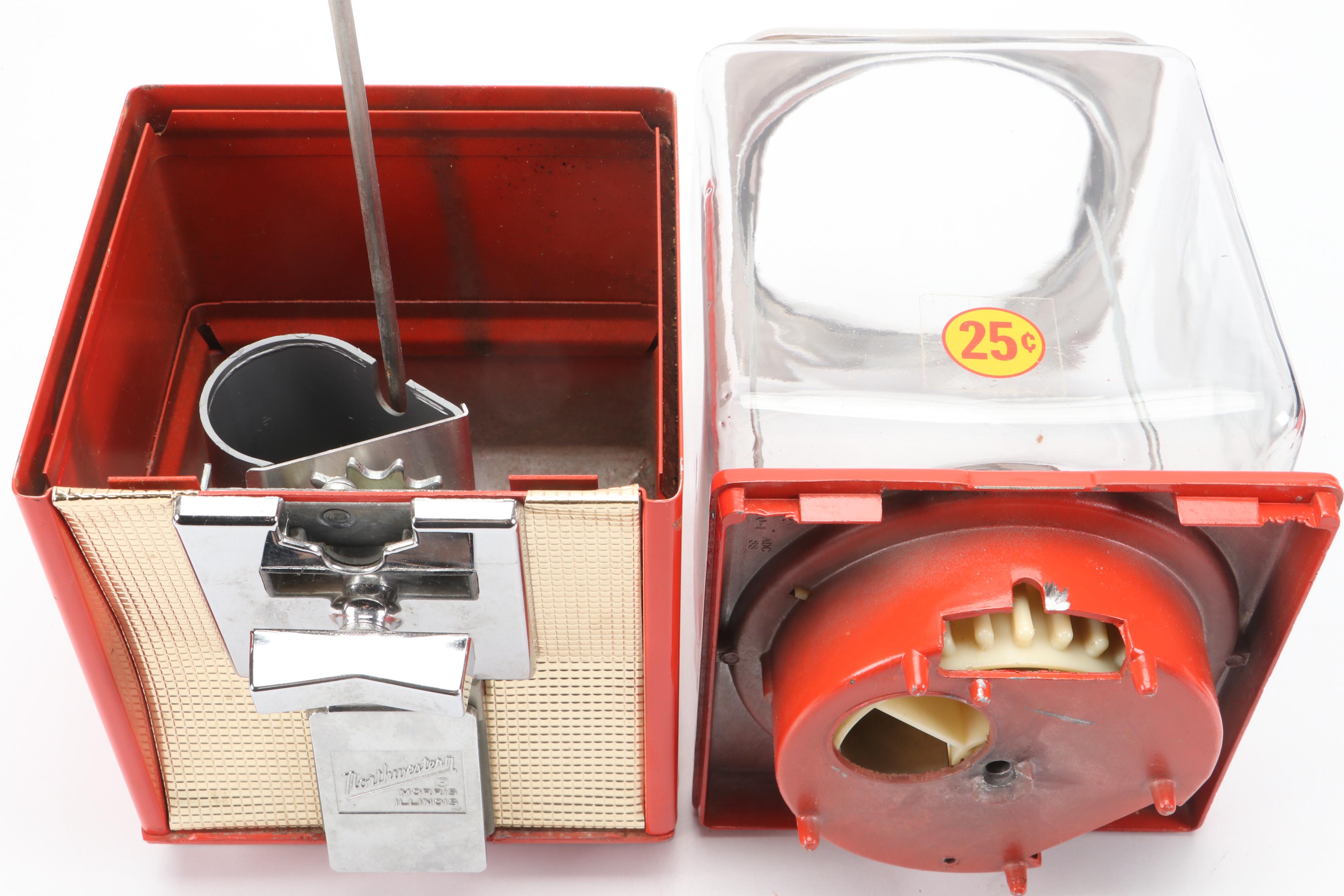 Northwestern Metal and Glass Gumball Machine, Mid to Late 20th Century