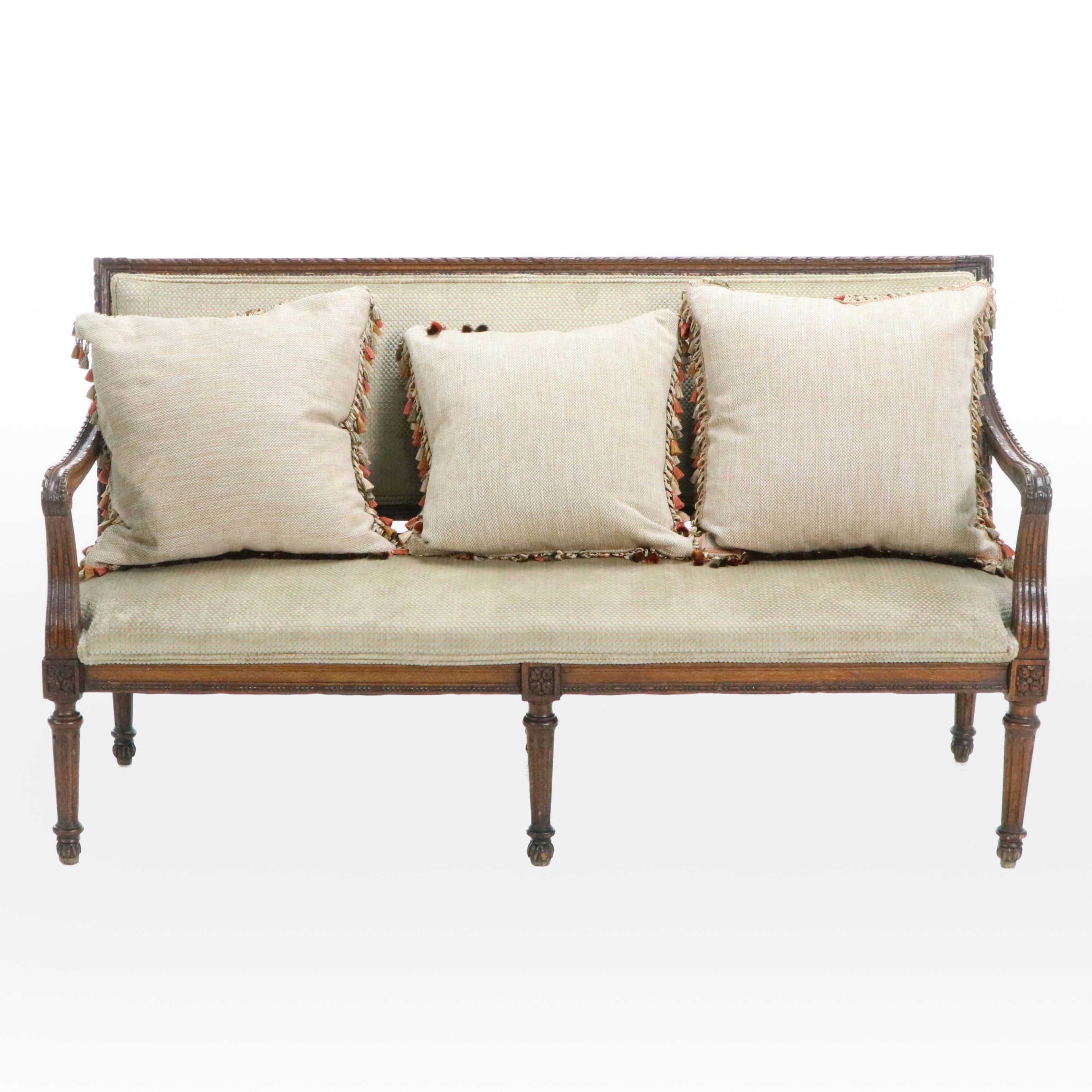 Louis XVI Style Carved Wood Settee, 20th Century