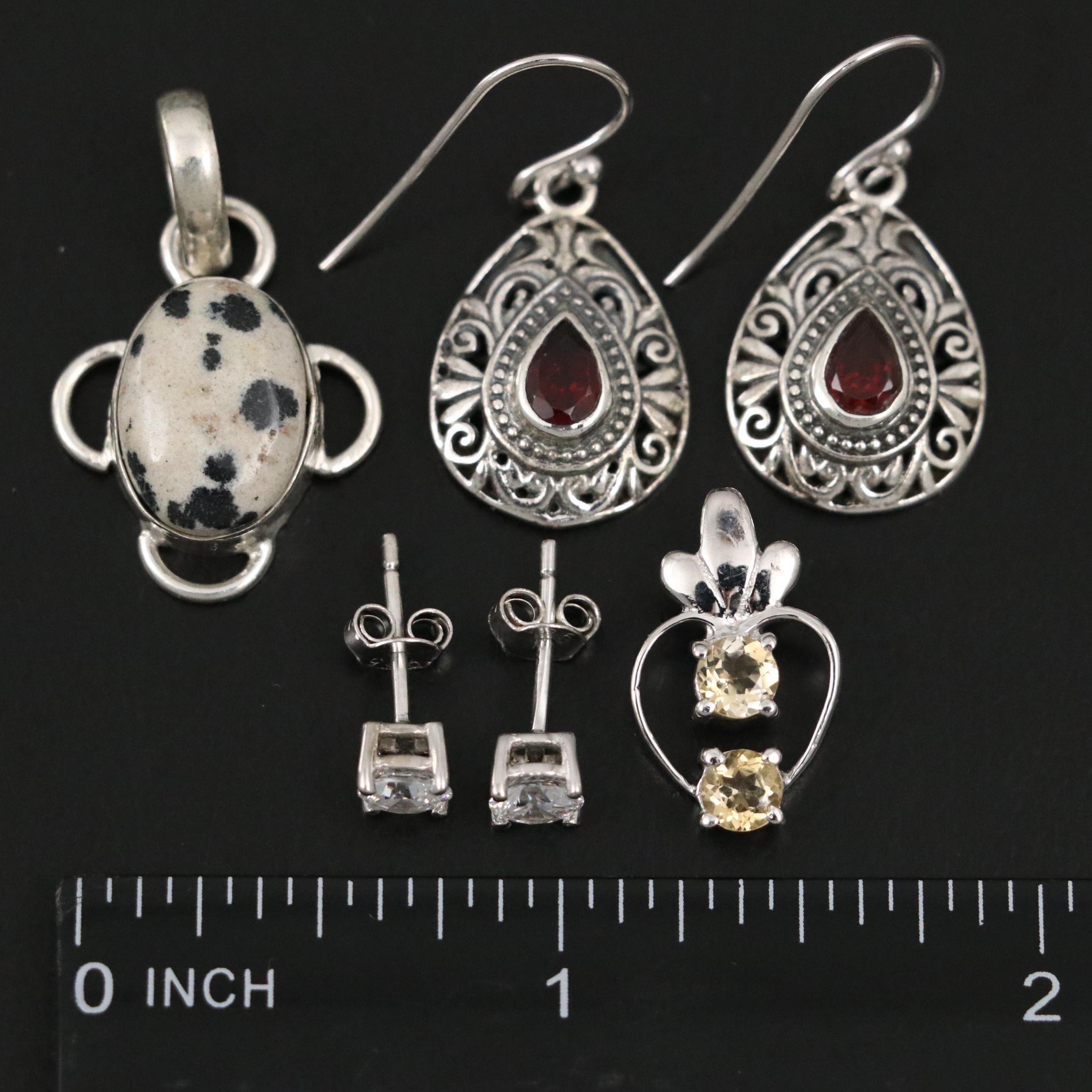 17 Assorted Sterling Silver Bracelets, Earrings, Necklaces, Pendants, and Rings