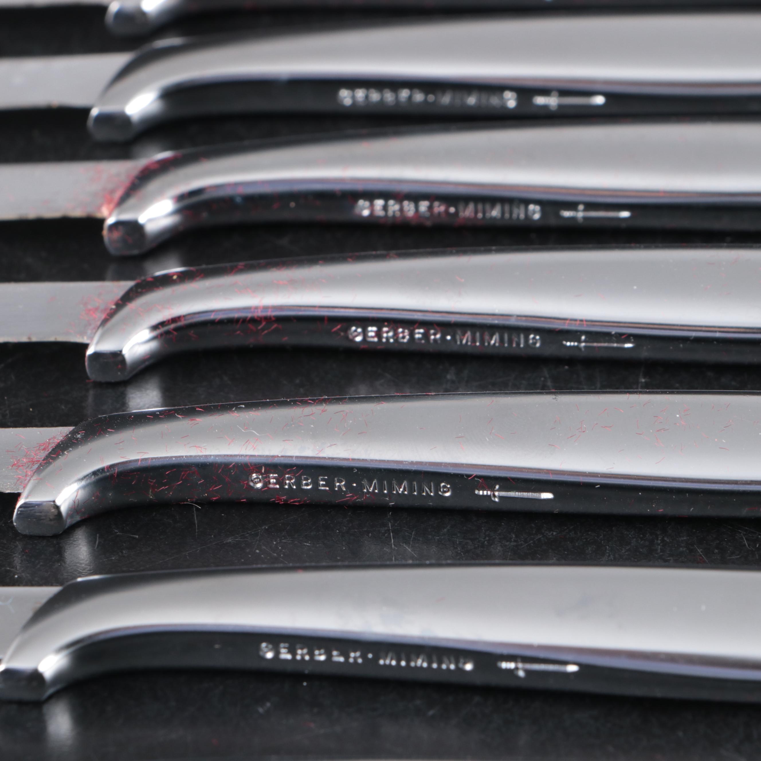 Gerber Mid Century Modern Style Stainless Steel Carving Set and Steak Knives