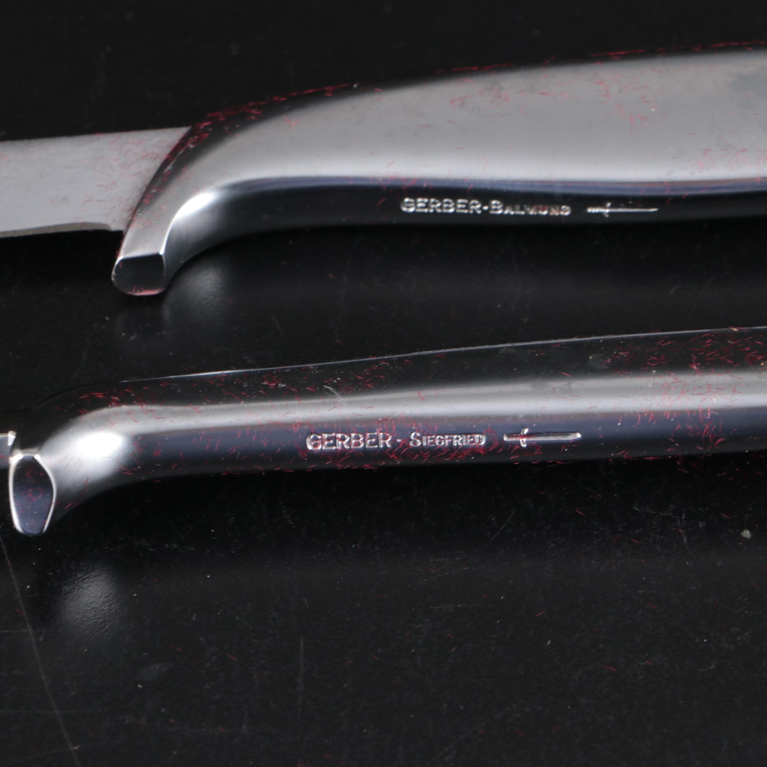 Gerber Mid Century Modern Style Stainless Steel Carving Set and Steak Knives