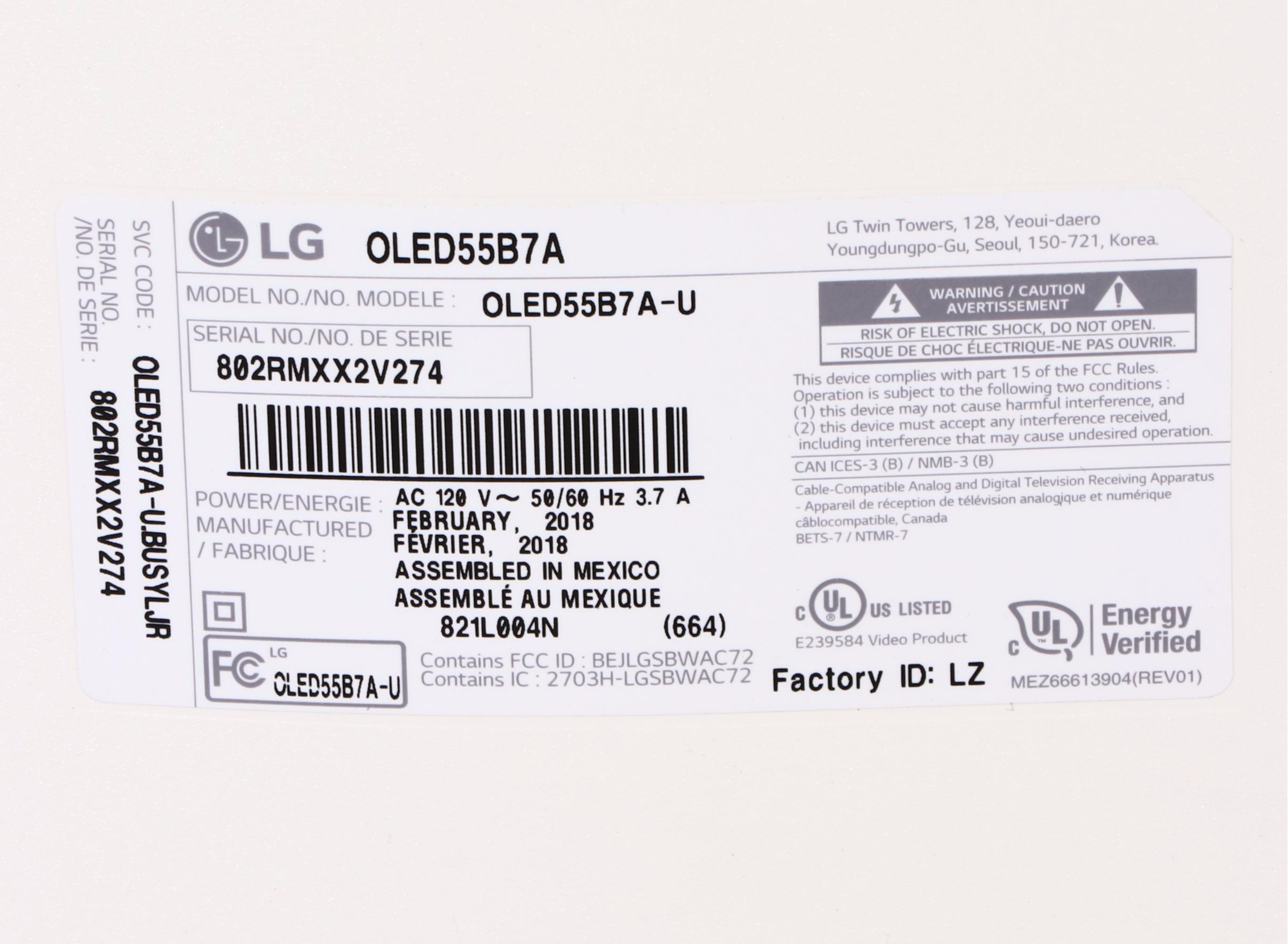 LG OLED 55" Smart Television