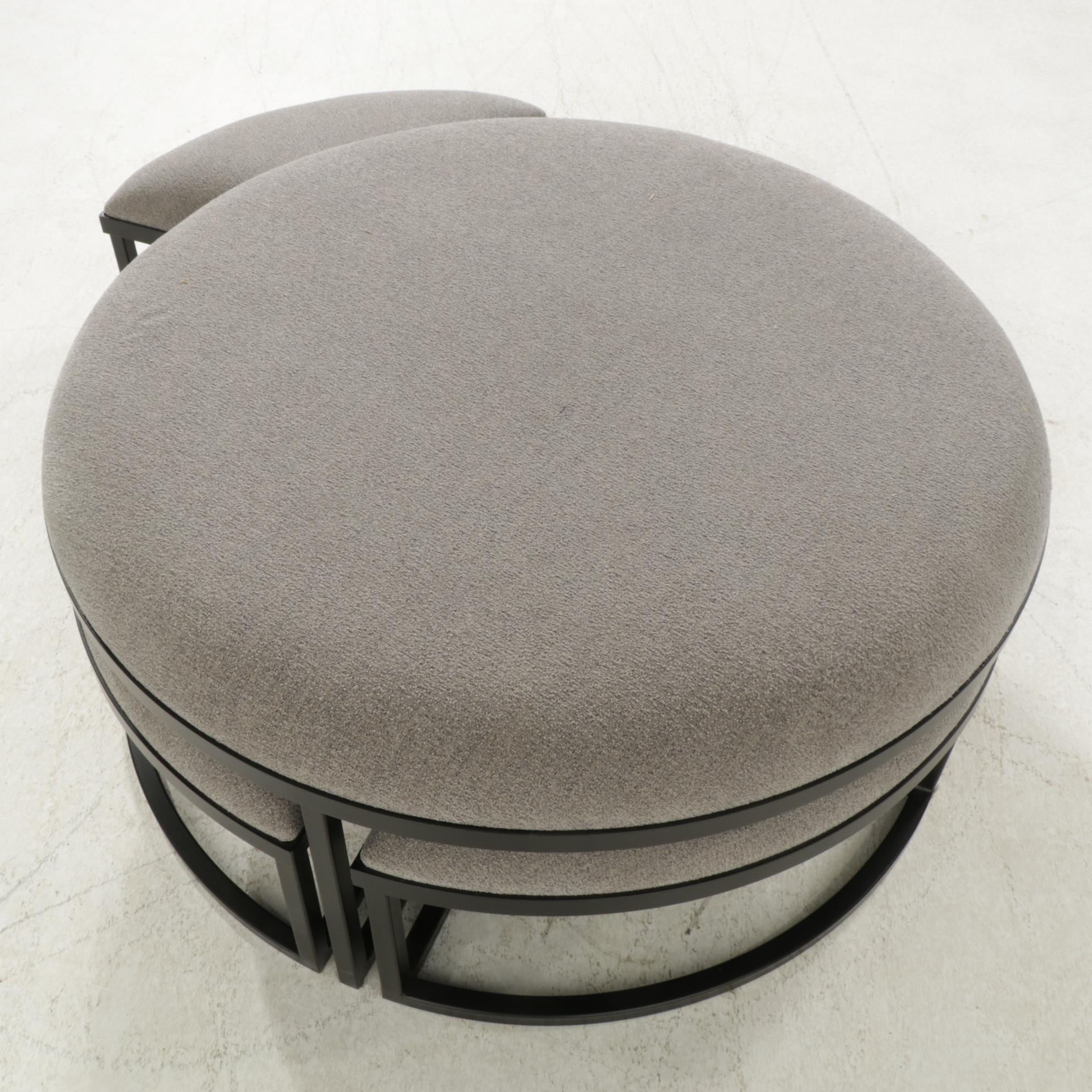 Arhaus "Palmer" Round Upholstered Nesting Ottoman