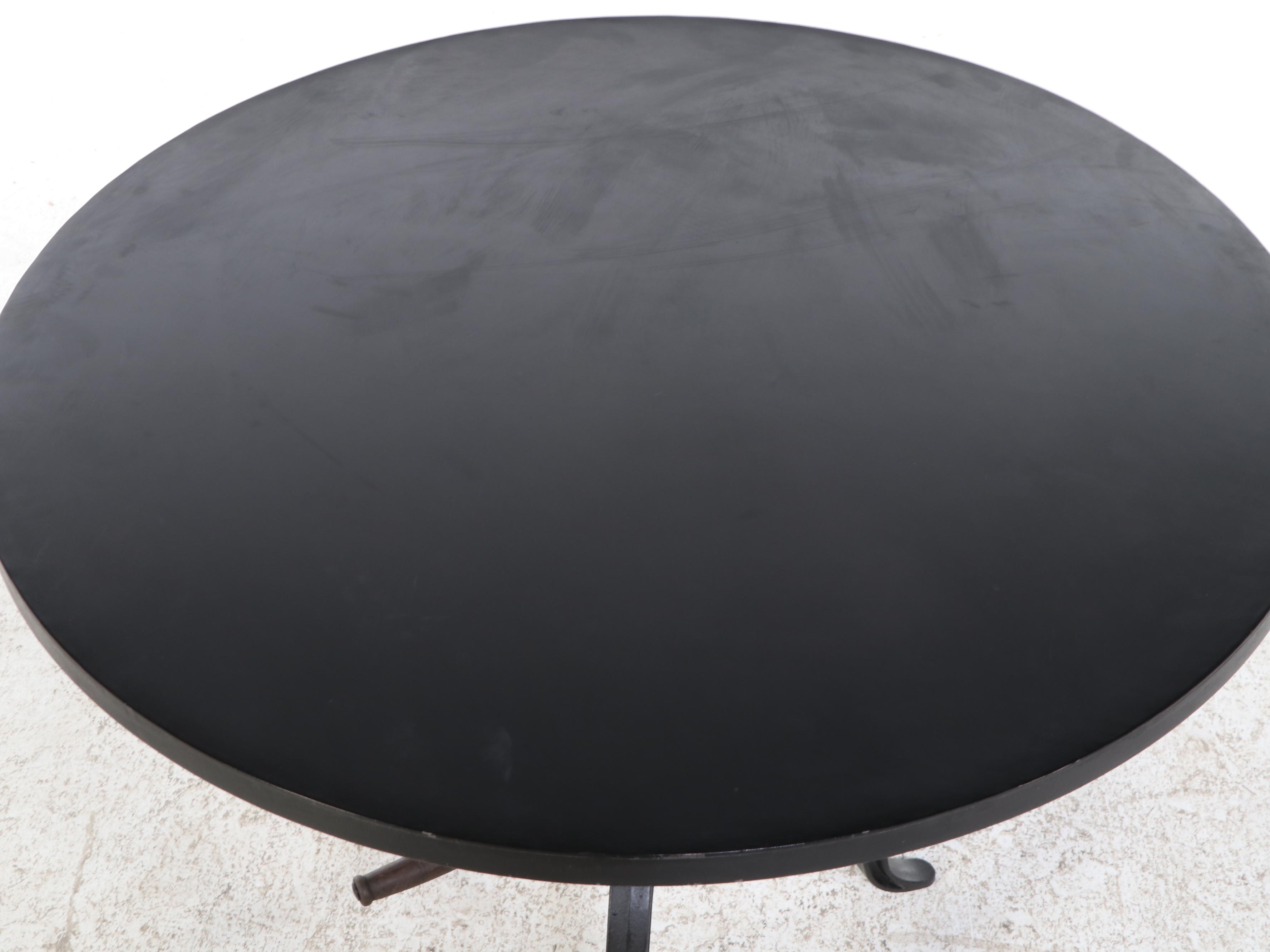 Industrial Style Cast Metal Adjustable Height Pedestal Table