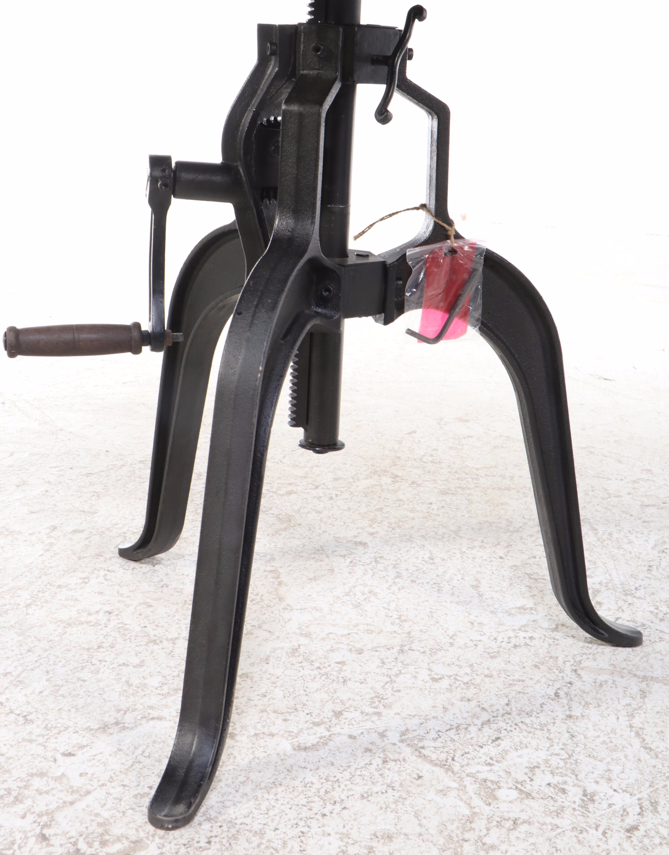 Industrial Style Cast Metal Adjustable Height Pedestal Table