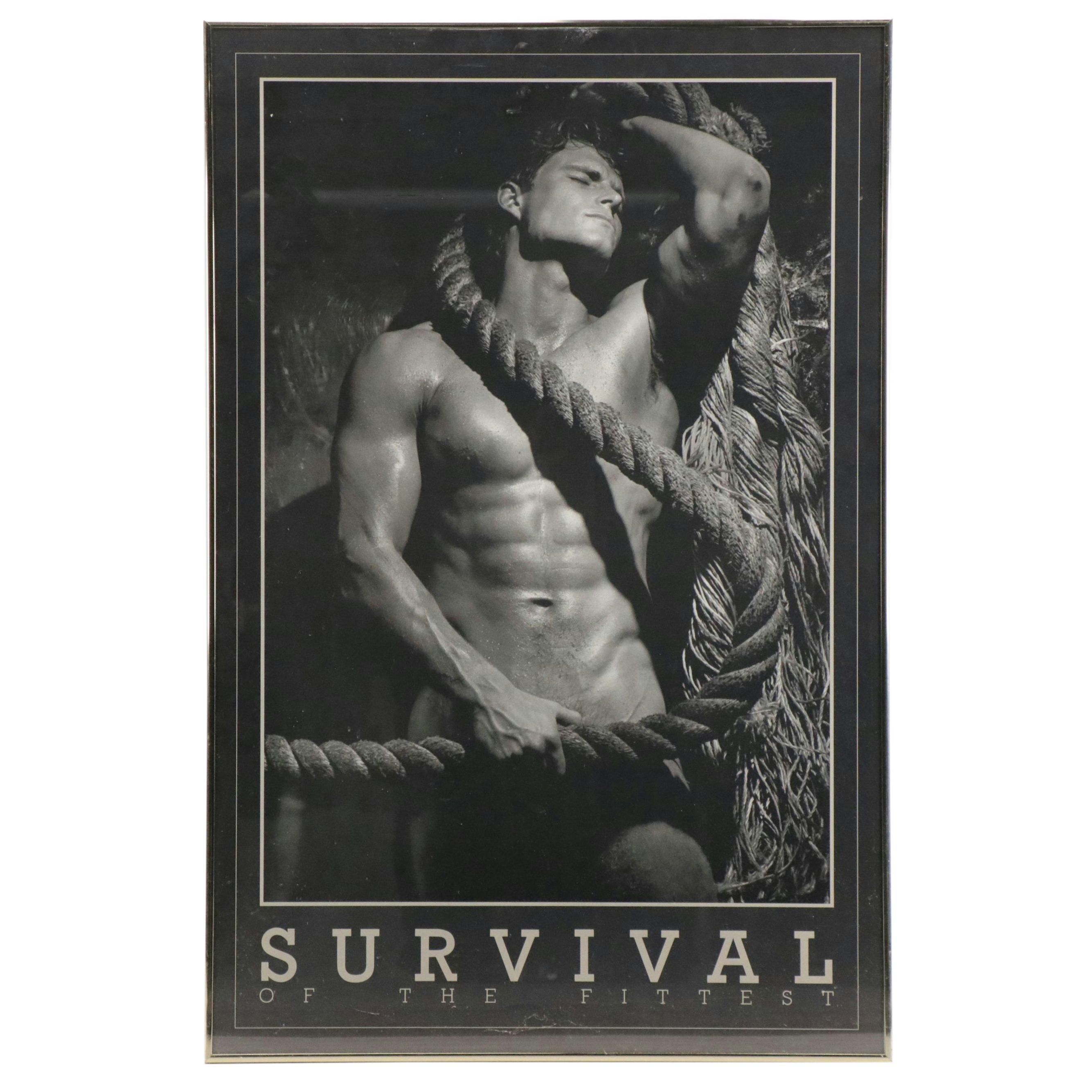 Offset Lithograph Male Nude "Survival of the Fittest" | EBTH