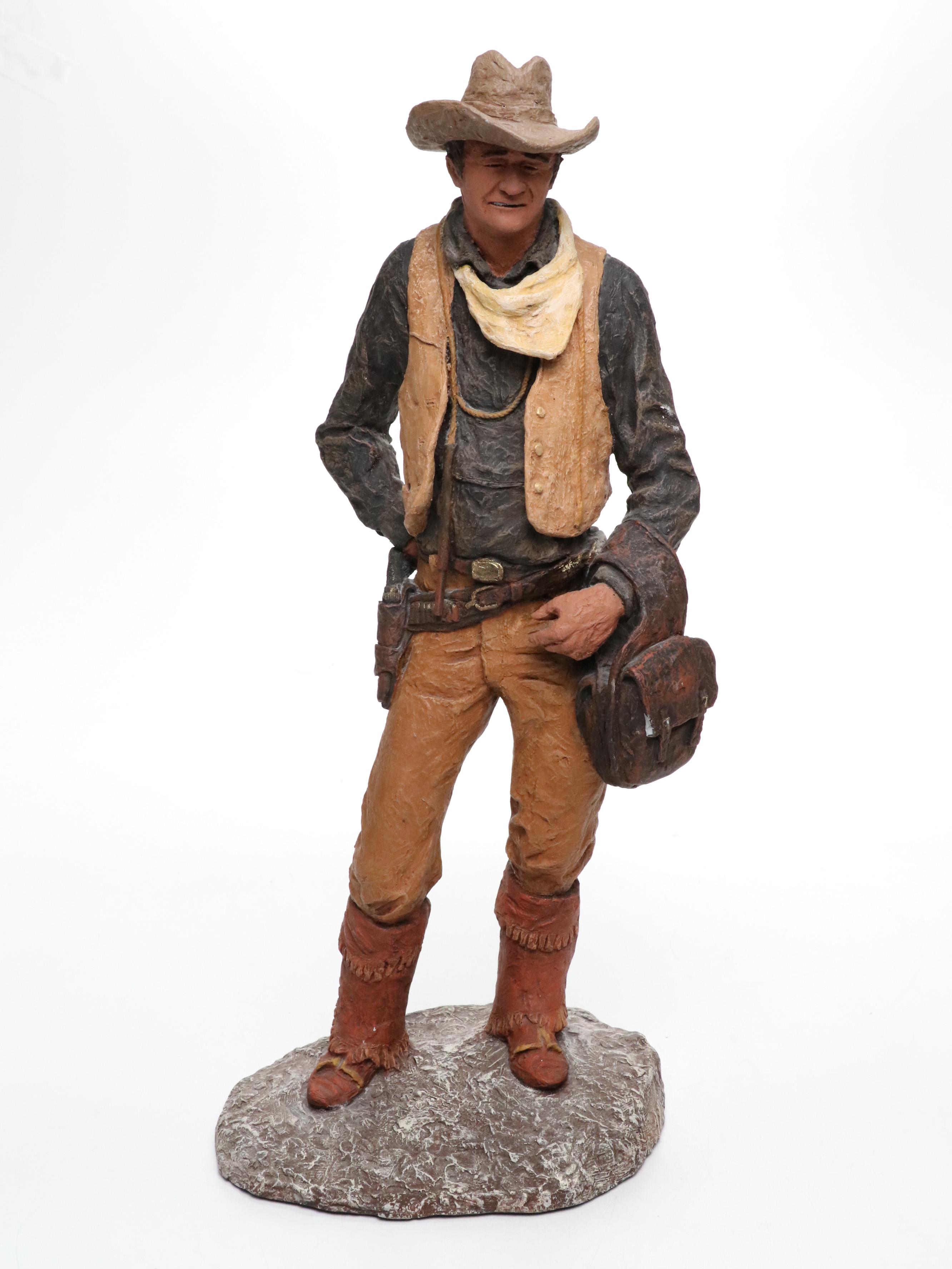 John Wayne Chalkware Figure by Esco with Monfort Original John Wayne Figurine