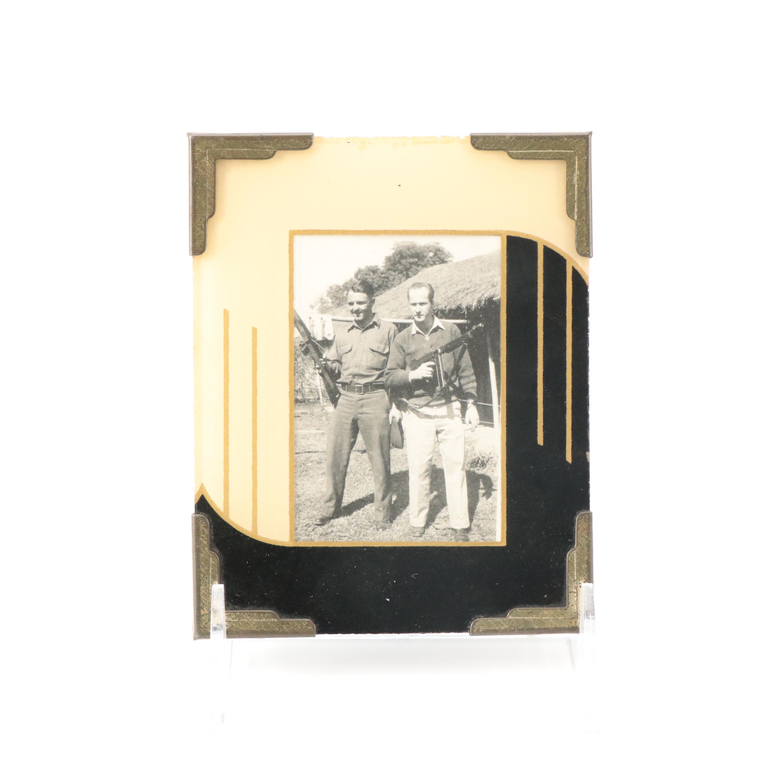 Silver Gelatin Photographs of Men, Women and Dog in Art Deco Style Frames