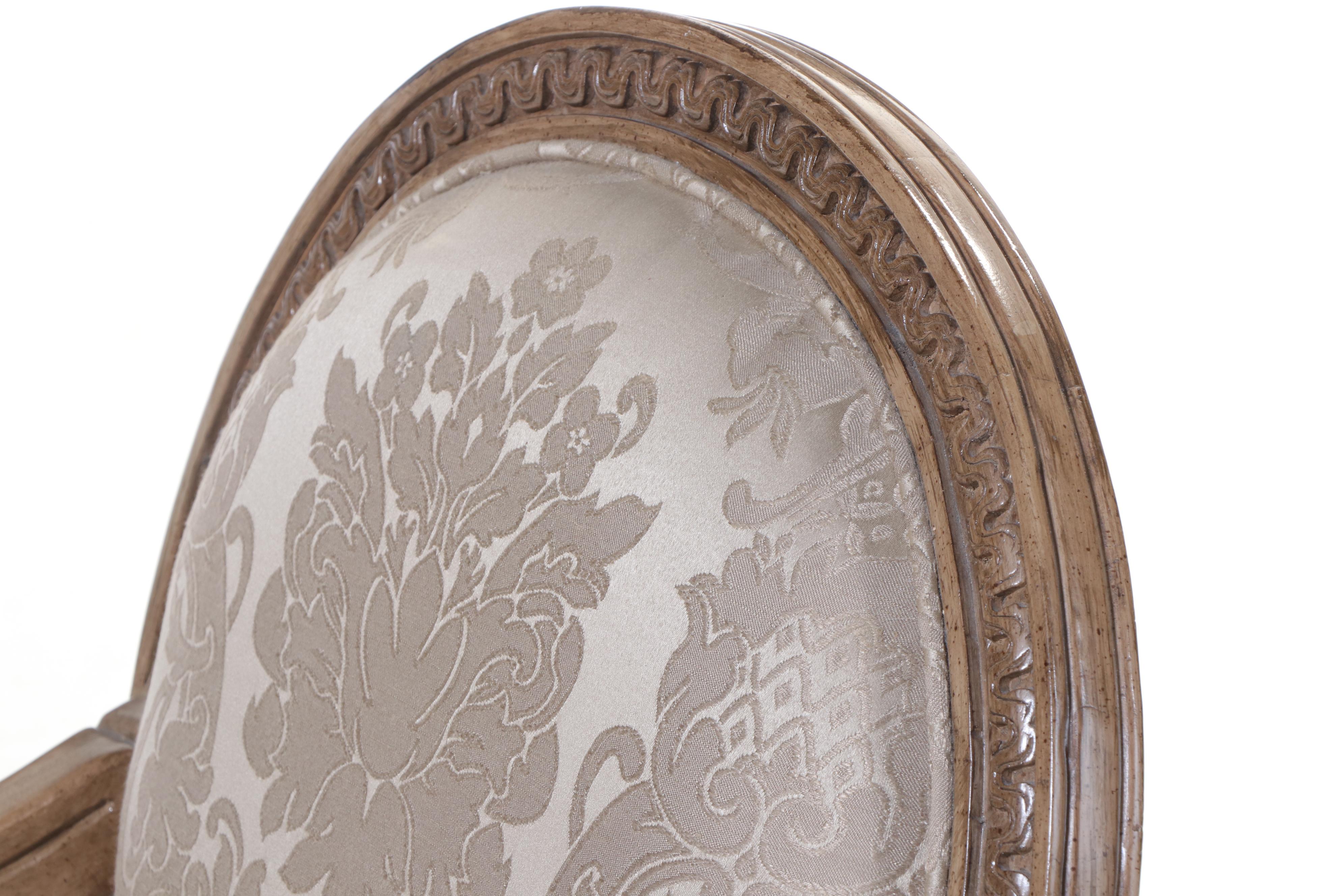 Bernhardt Louis XVI Style Damask-Upholstered Fauteuil