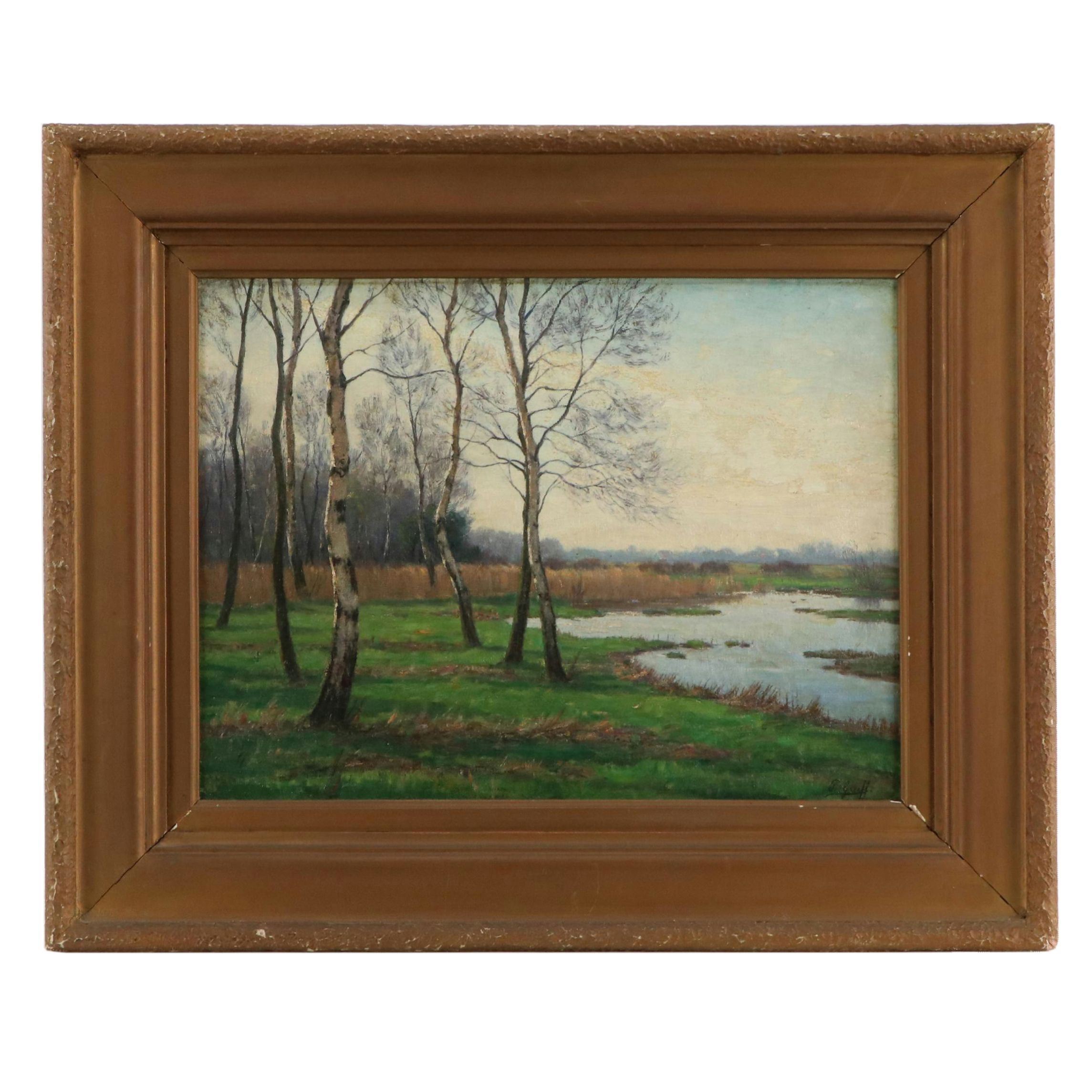 Peter Greeff Oil Painting of Landscape With Birches