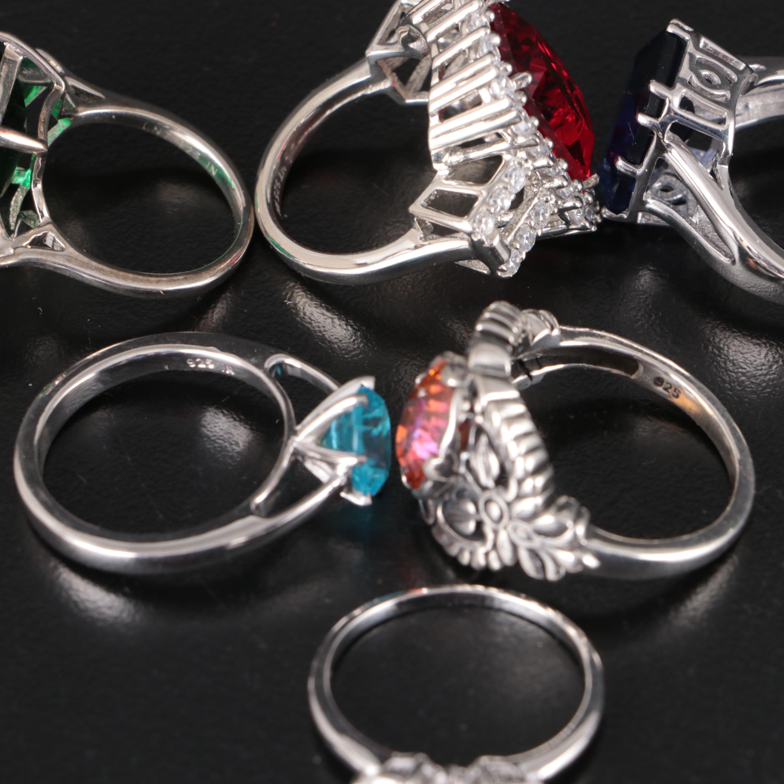 Group of 14 Assorted Sterling Silver Rings, Necklaces, Earrings, and Pendants