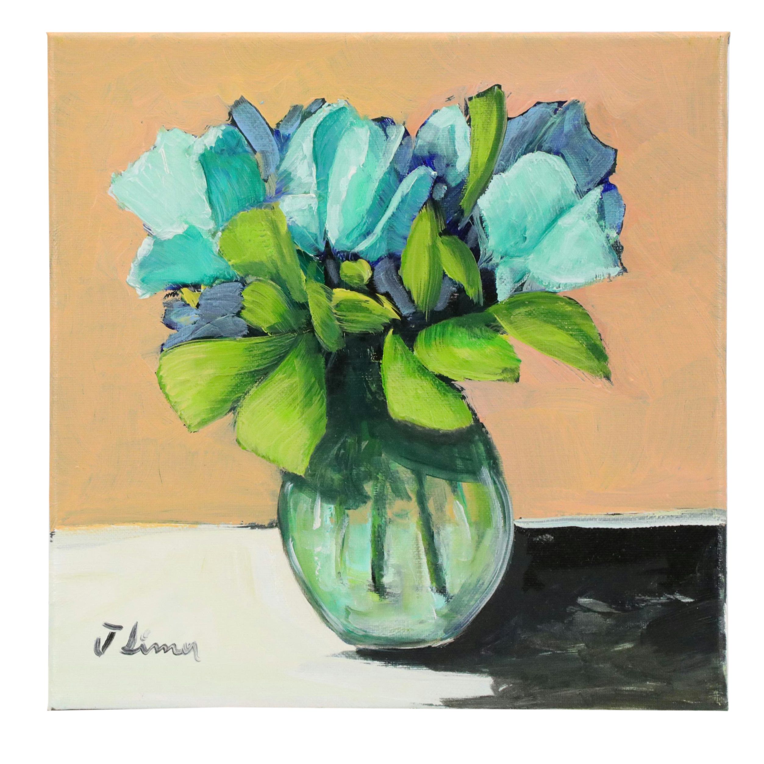 José M. Lima Floral Still Life Oil Painting, 2024