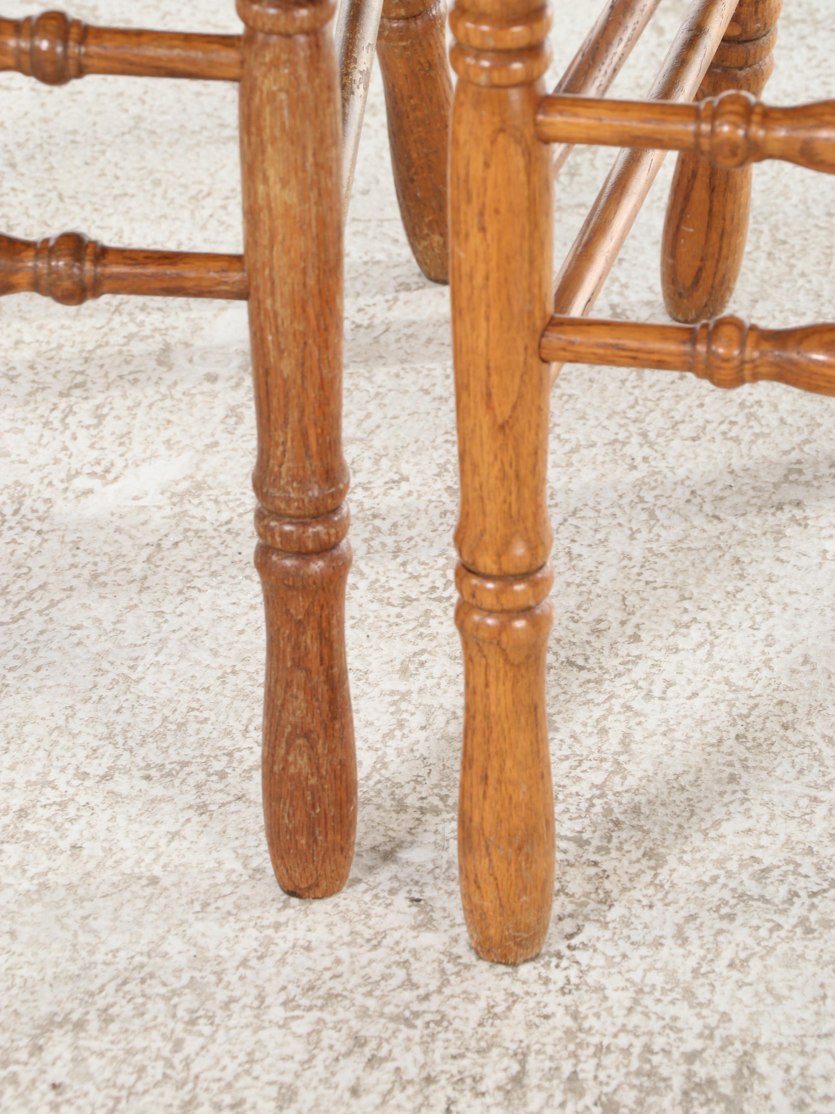 Four H.W. Hull & Sons Victorian Style Oak and Pressed-Back Dining Side Chairs