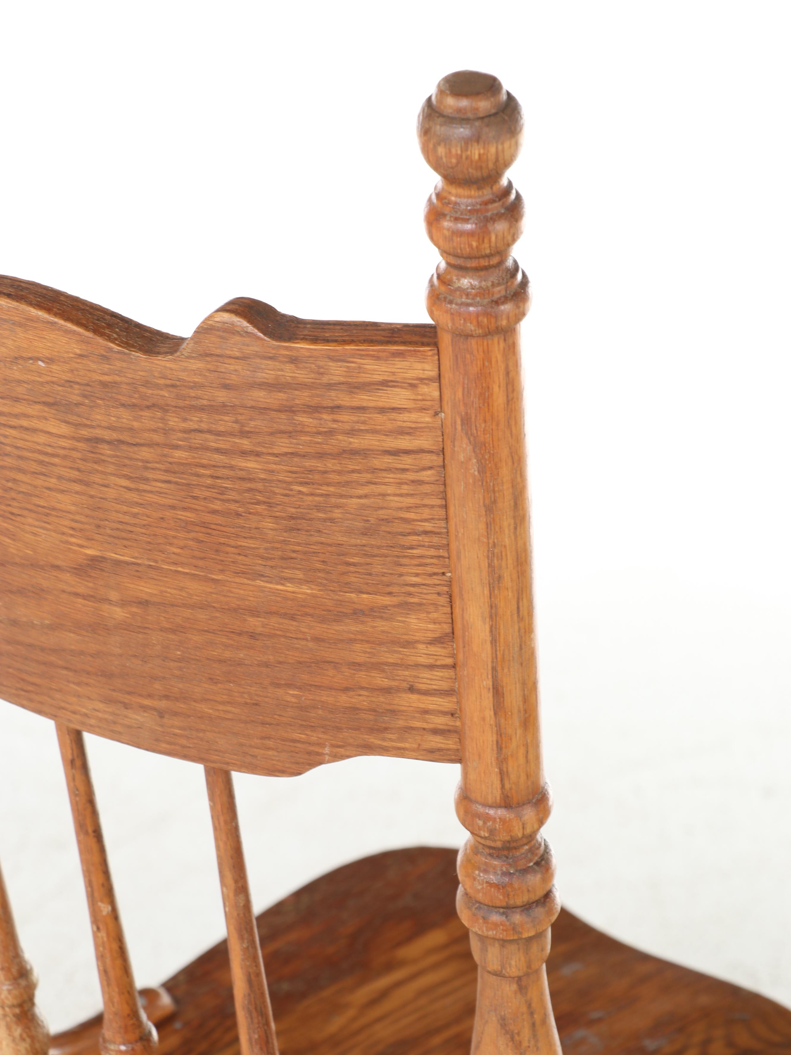 Four H.W. Hull & Sons Victorian Style Oak and Pressed-Back Dining Side Chairs