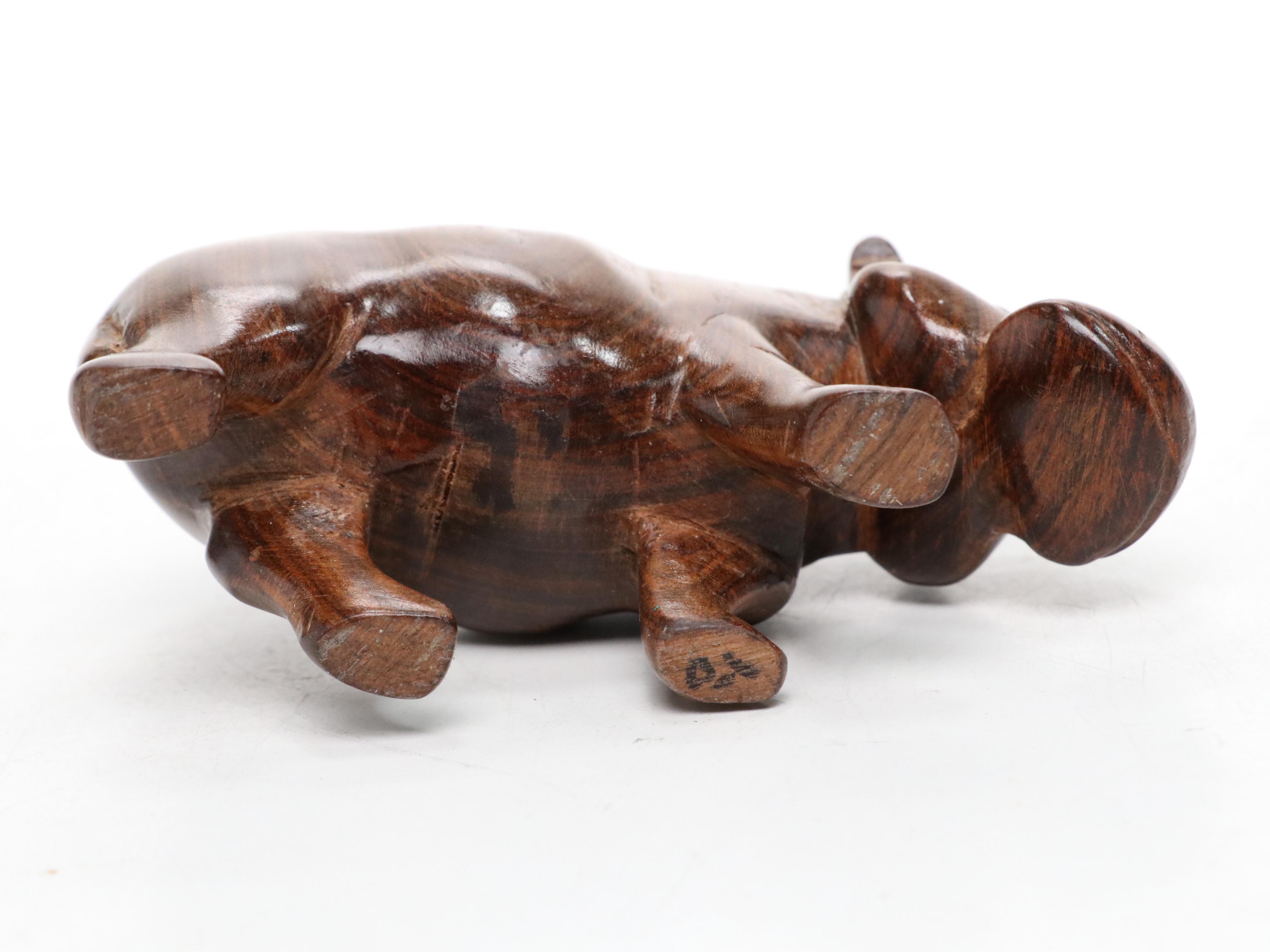 Pre-Columbian Style Tlapitzalli Clay Flute with Carved Wood Hippopotamus