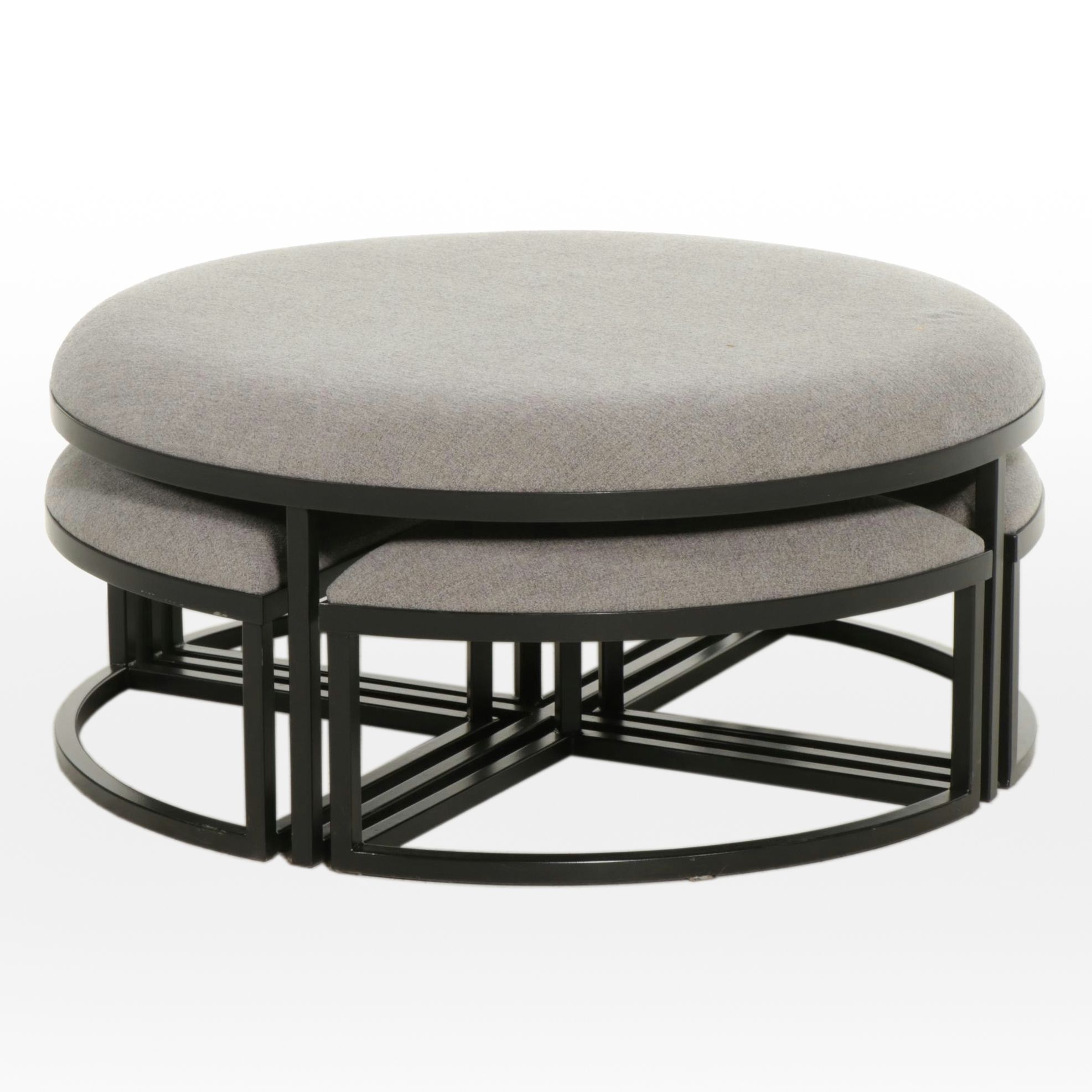 Arhaus "Palmer" Round Upholstered Nesting Ottoman