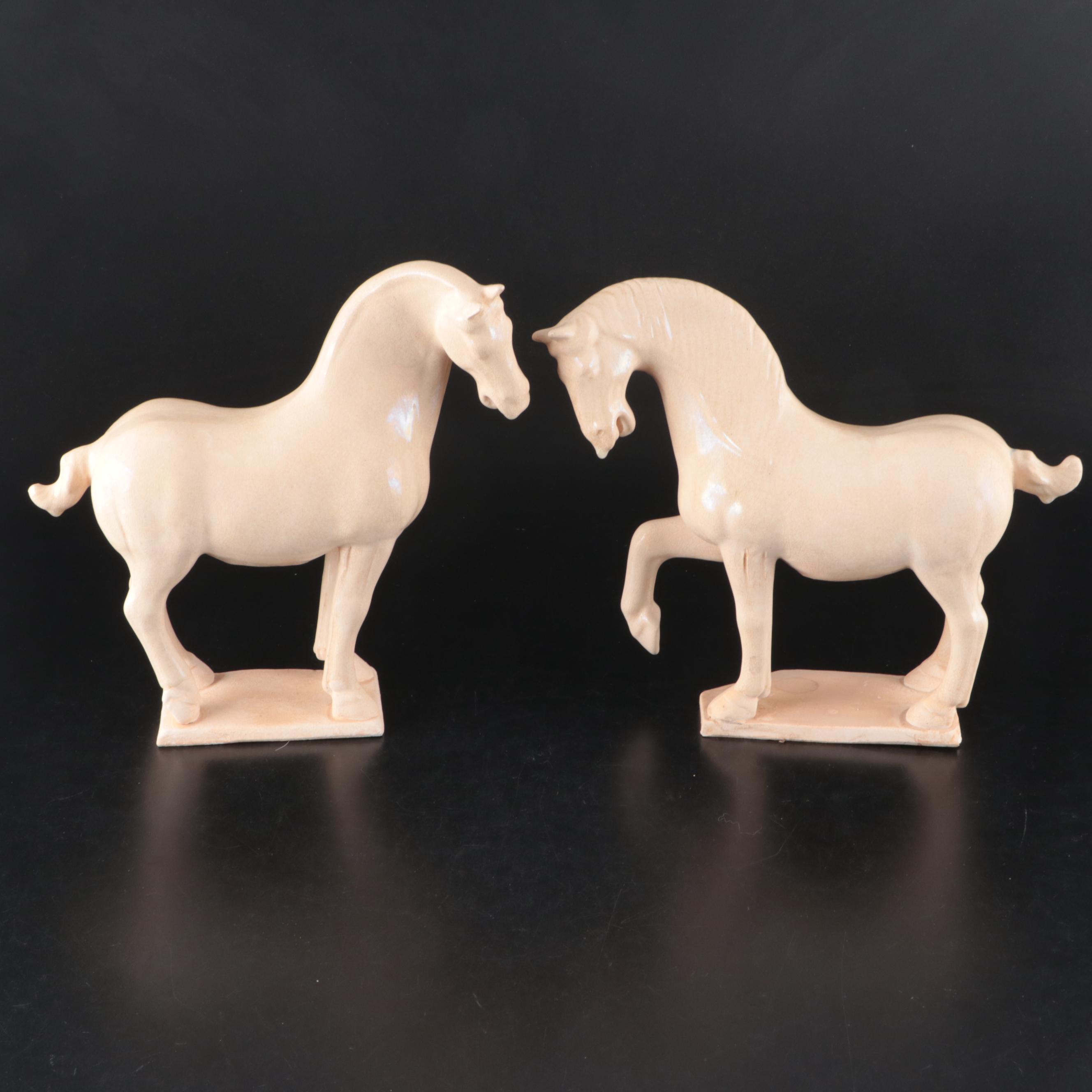 Chinese Tang Style Crackle Glaze Ceramic Horses