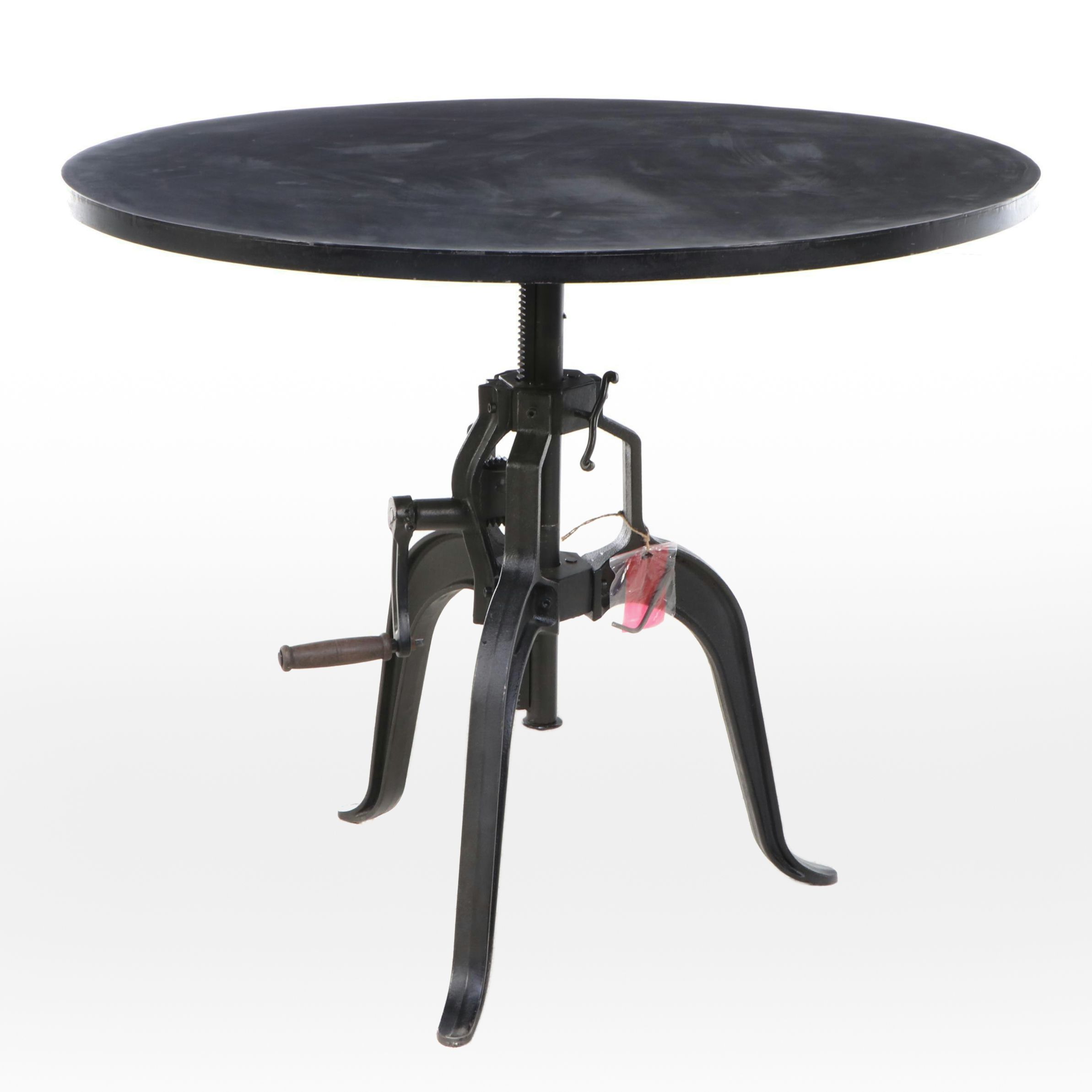 Industrial Style Cast Metal Adjustable Height Pedestal Table