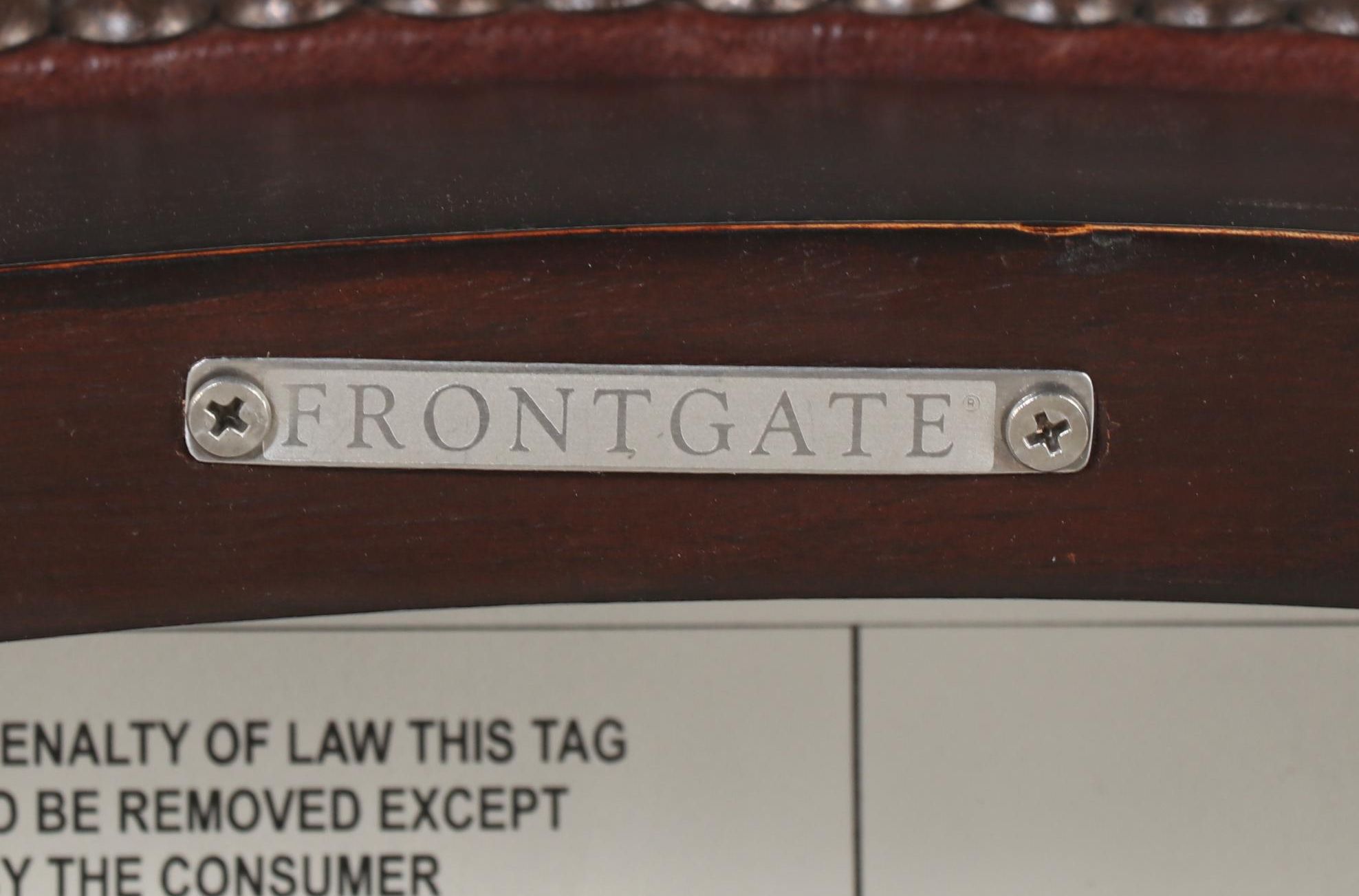 Five Frontgate "Austin" Wood and Leather Game Chairs